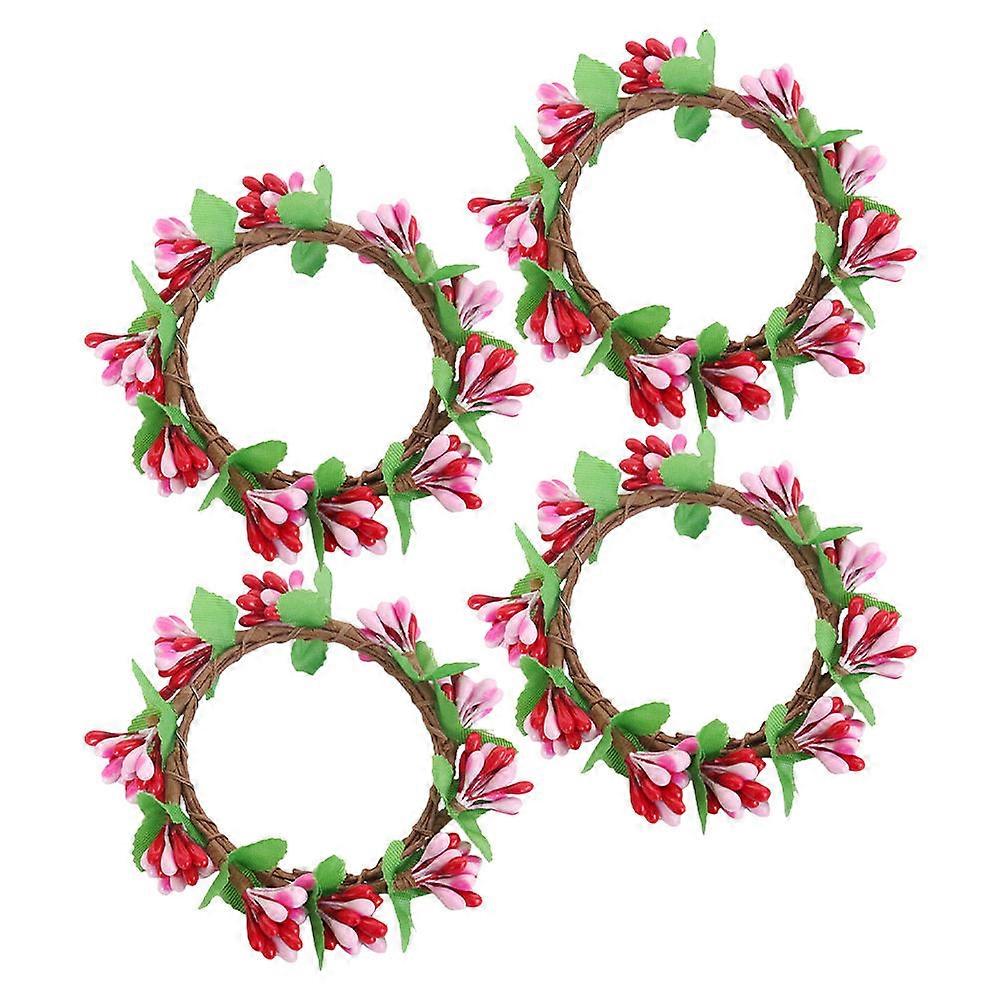 Spring Candle Wreath Rings for Decoration 20Pcs Easter Artificial Berry Garland