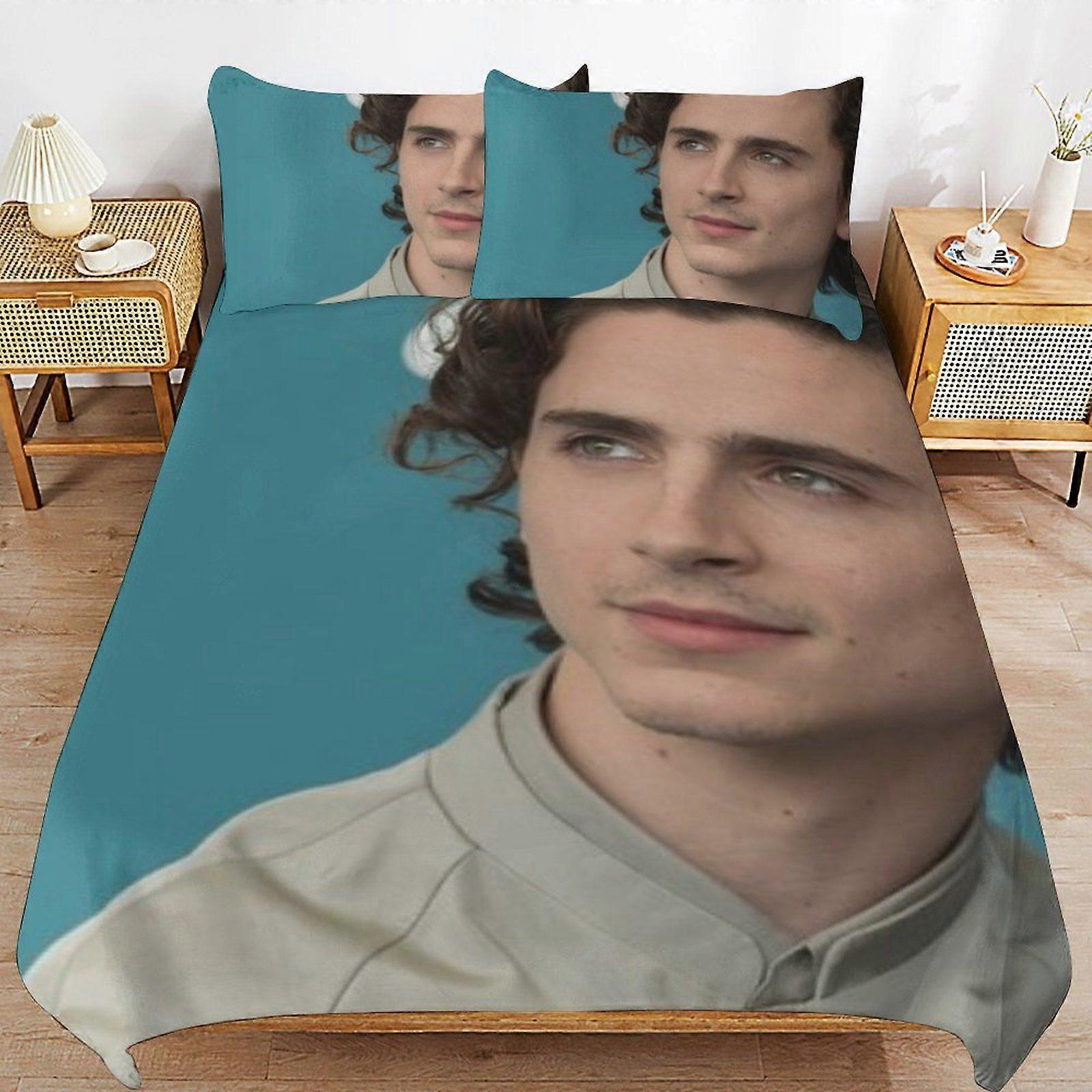 e660 Timothe Chalamet Parure de lit hypoallergénique douce et durable avec fermeture éclair pour un sommeil optimal et une détente optimale d660