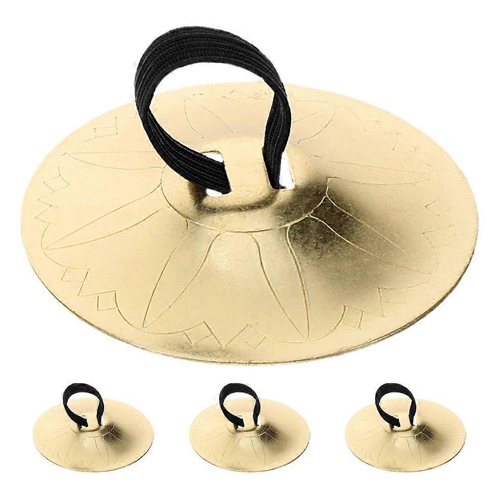 Golden Finger Cymbals for Dancing Copper Material for 4Pairs Playing