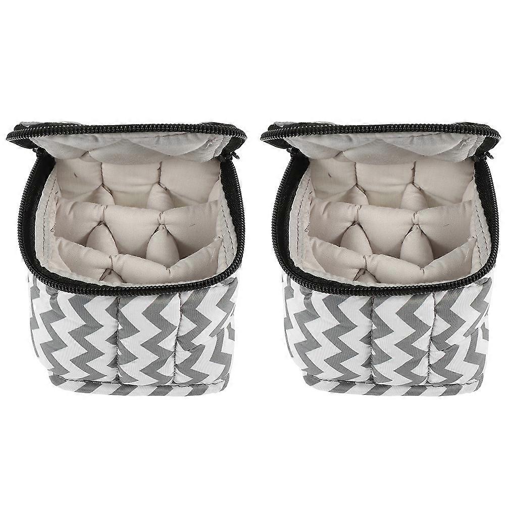 Nail Polish Case Organizer Cloth Grey for Storage Use 6Pcs with Zipper