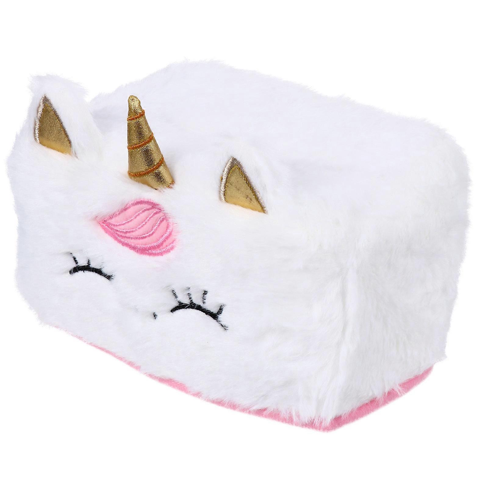Tissue Holder Plush Unicorn Tissue Box for Car 2Pcs White Design