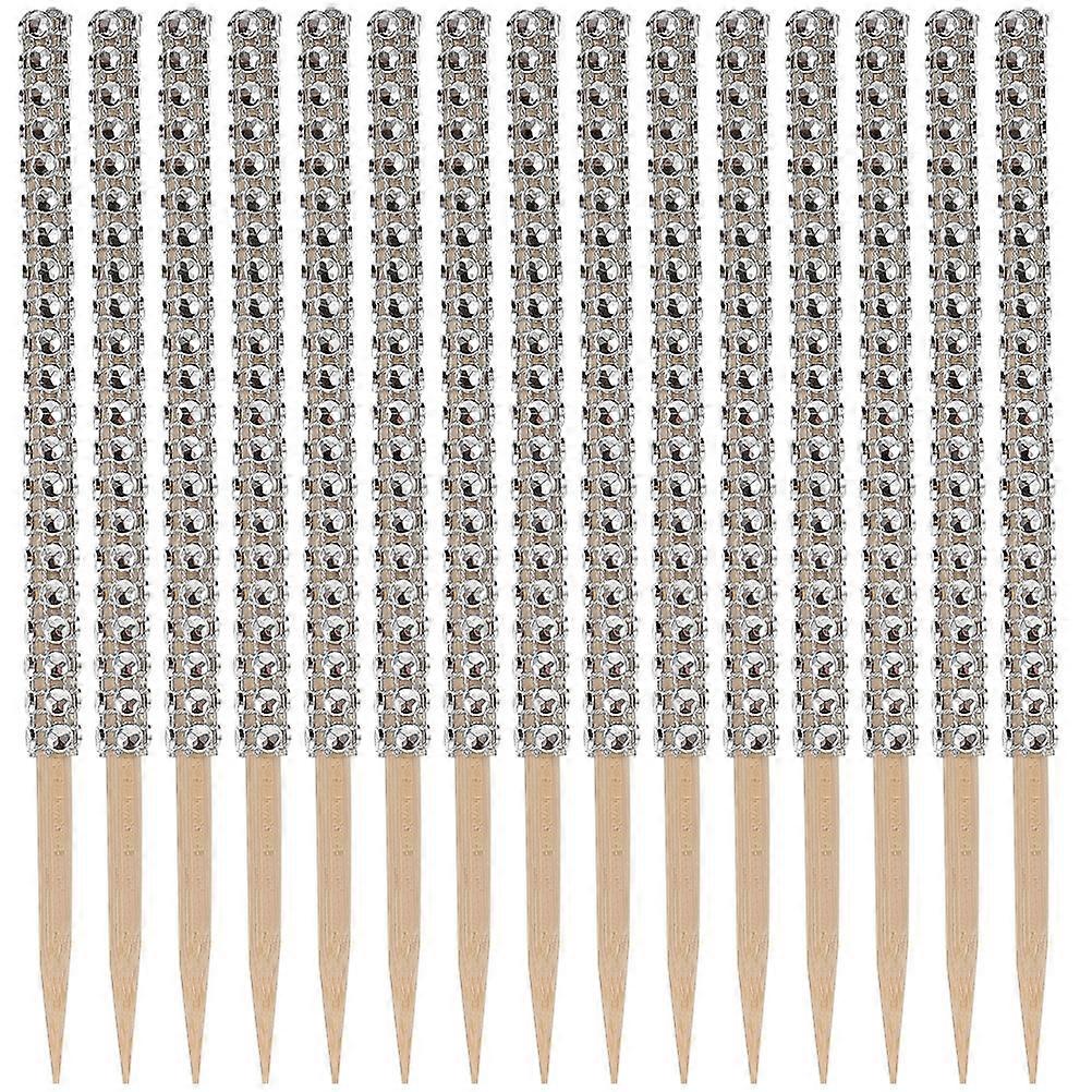 Delicate Cake Sticks Silver Decorative Apples Sticks for Decoration 64Pcs