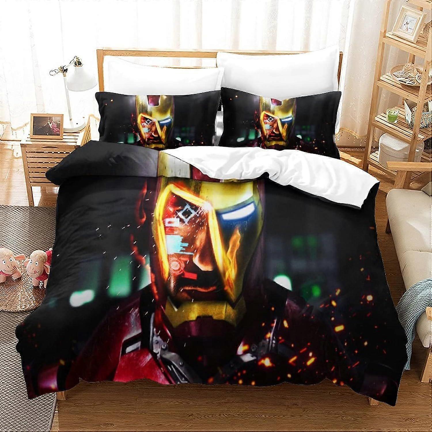 xzz717 Iron Man Duvet Cover Set Bedding Set Duvet Cover Movie Poster King 140X200CM