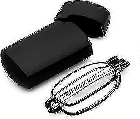 Portable Compact Folding Reading Glasses Black With Flip Case - Rotation Eyeglass