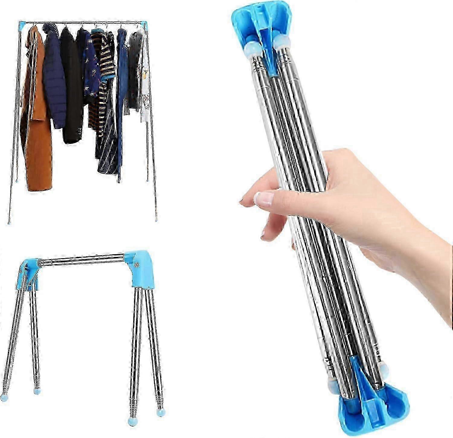 Portable Folding Clothes Rack, Retractable Clothes Drying Rack, Foldable Floor Stand, Hanger, Coat Rack_c*