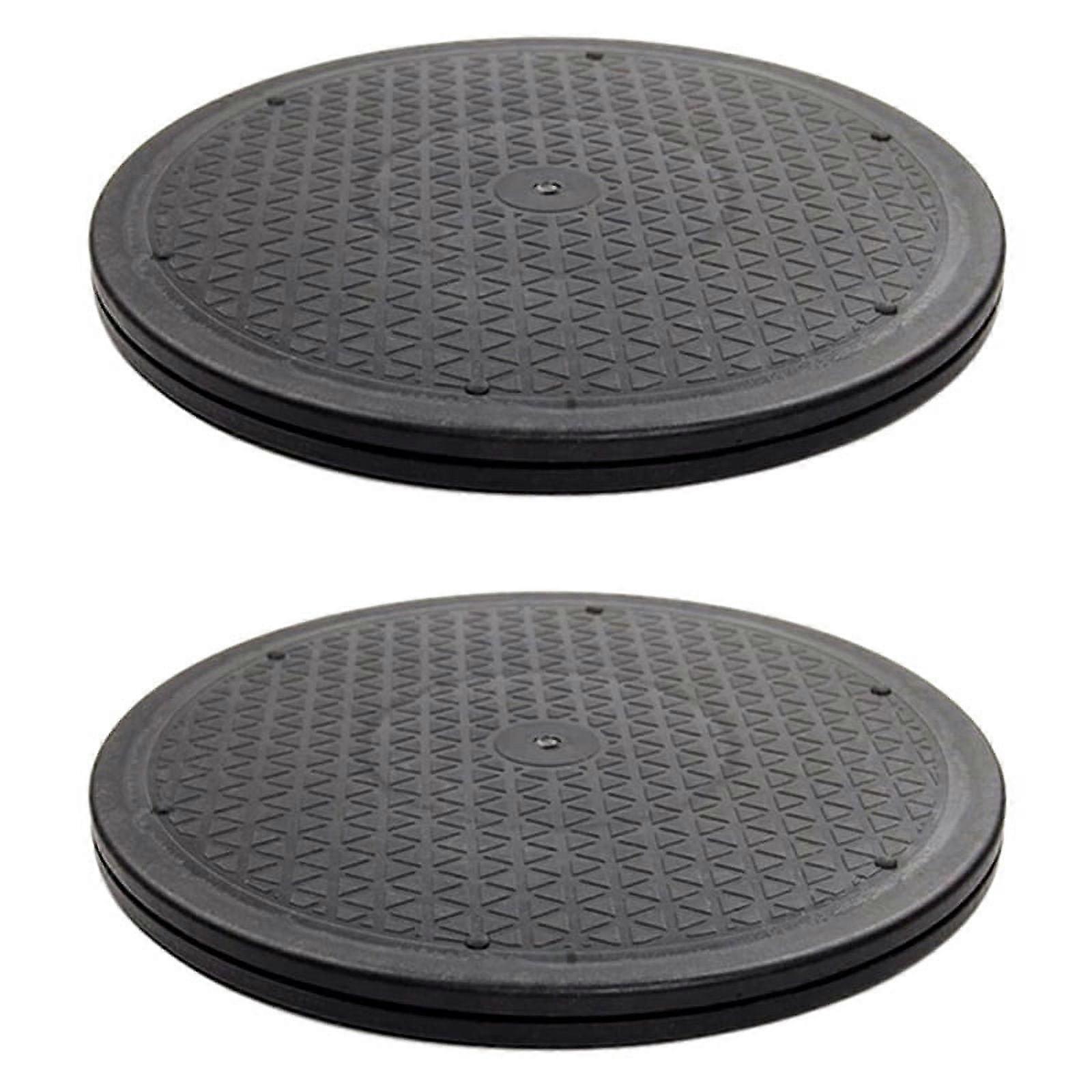 2X 12 Inch Heavy Duty Rotating Swivel Steel Stand for Monitor TV Turntable Lazy Susans Black Round Shape