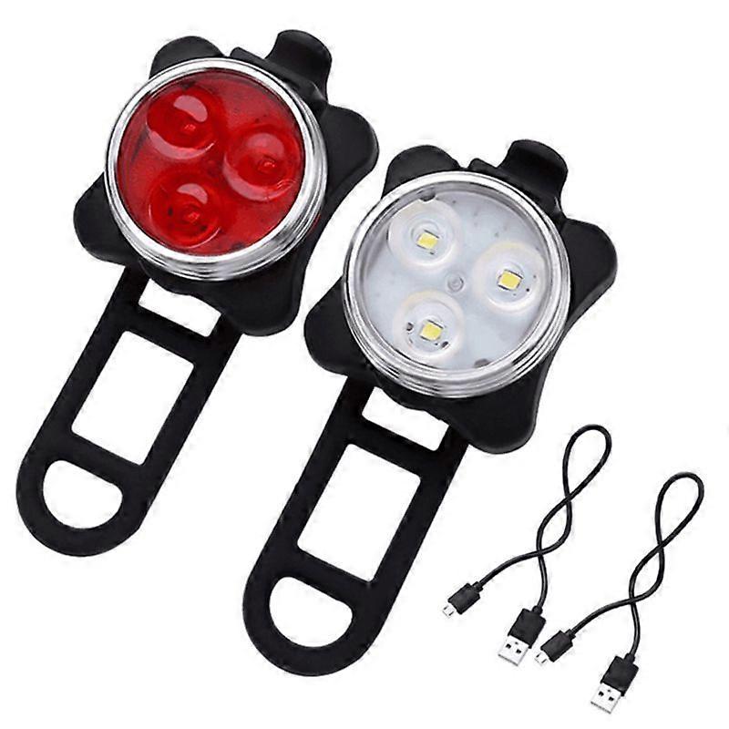 Bicycle COB 3 LED USB Night Front Lamp & Rear Tail Light