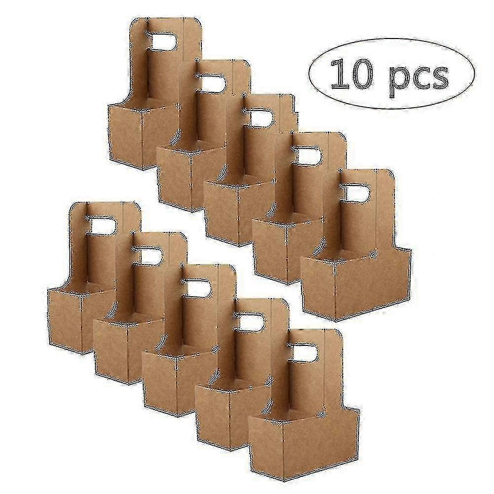 10pcs Supports de plateau de boisson au café jetables avec poignée pour tasses à emporter