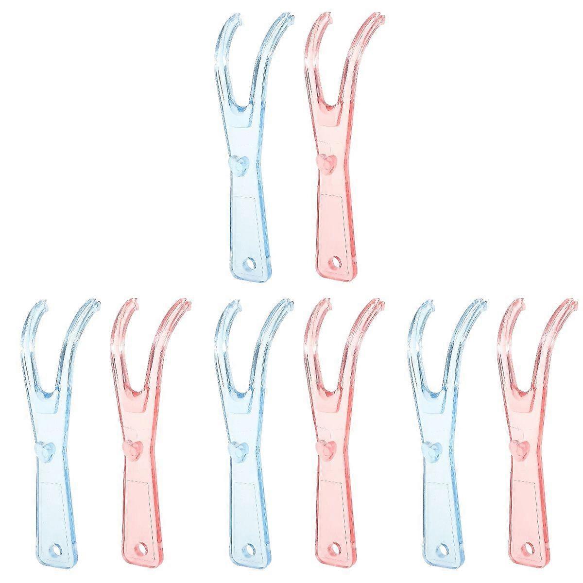 8 pcs  Dental Floss Holders Dental Flosser Built-In Spool Flat Wire Dental Floss Replacement Racks (Pink + Blue)
