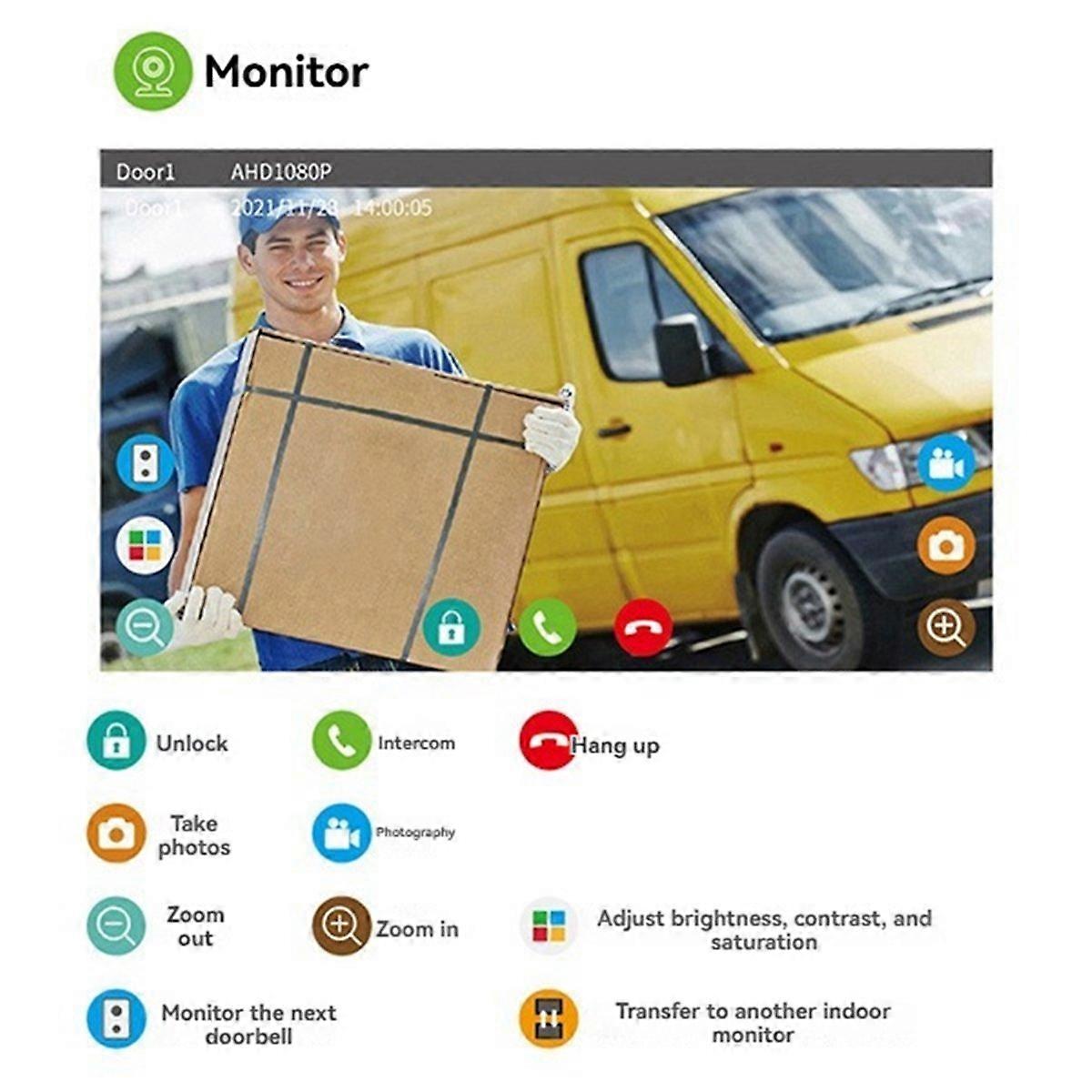 Video Doorbell Apartment Intercom Full Touch Monitor Kits EU Plug