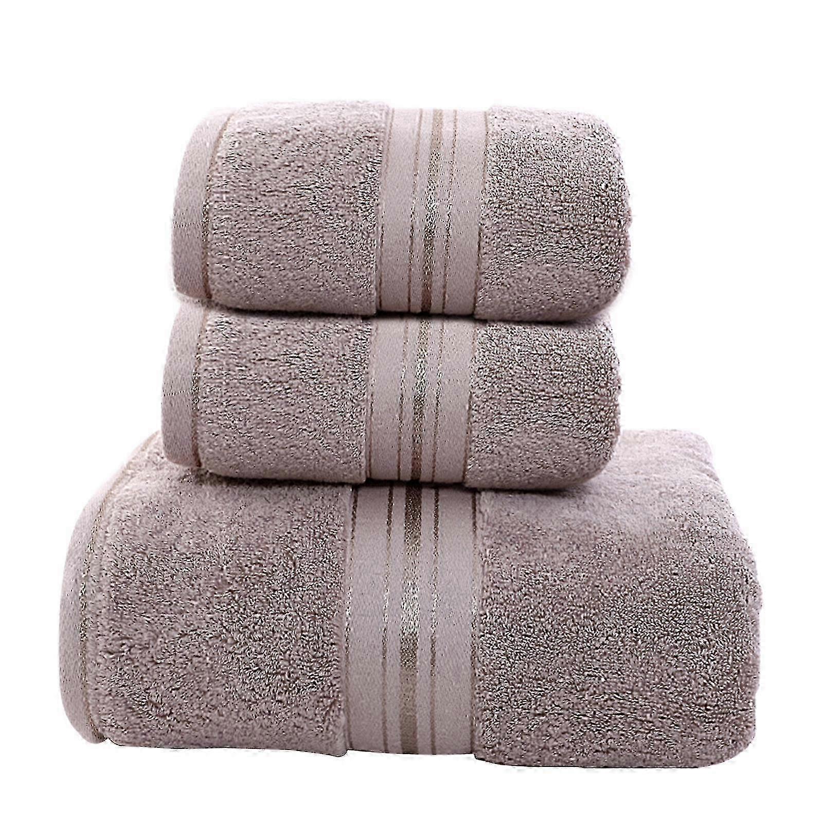 Striped border, loop towel set, bath towel and handkerchief