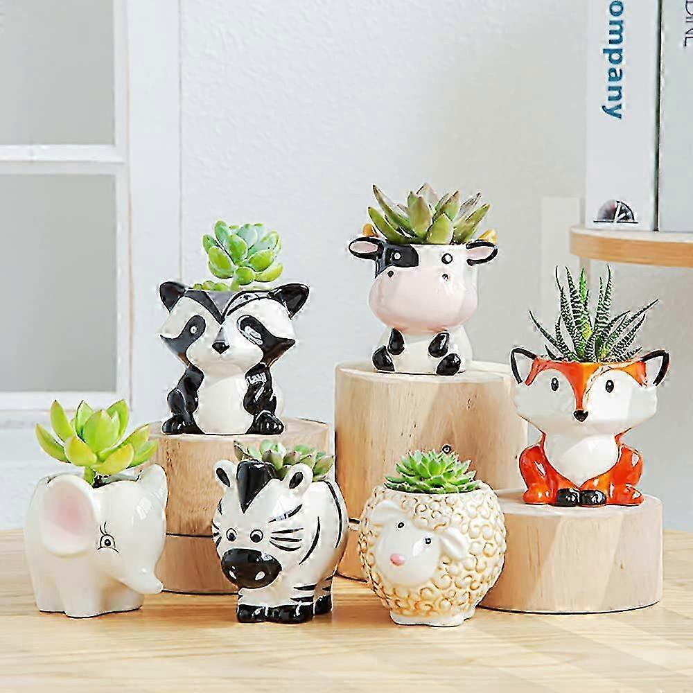 Cute Zebra Ceramic Planter, Small Succulent Pot for Mini Plants, Cactus - Smooth Shiny Finish, Plants Not Included