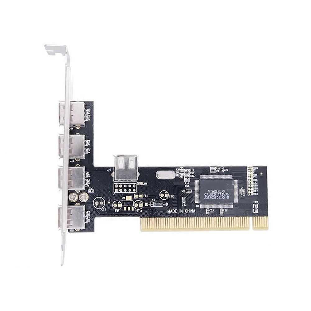 5 Ports PCI to USB 2.0 PCI Expansion Card Adapter Card 480Mbps Driver-Free PCI Card for Desktop Computer