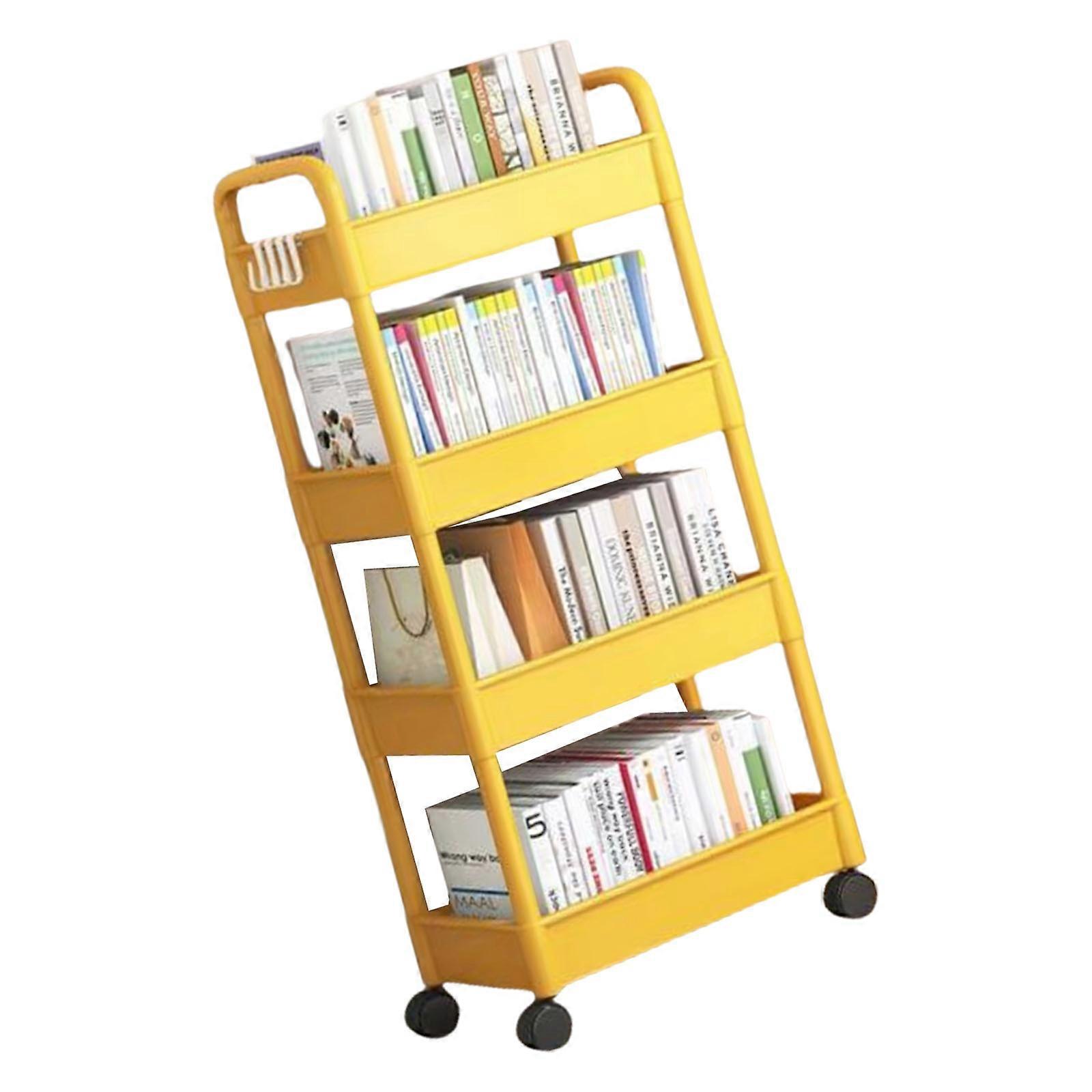 4 Tiers Snacks Organizer Cart with Adjustable Shelves Space Saving Rack Practical Storage Trolley for Household Use  Yellow
