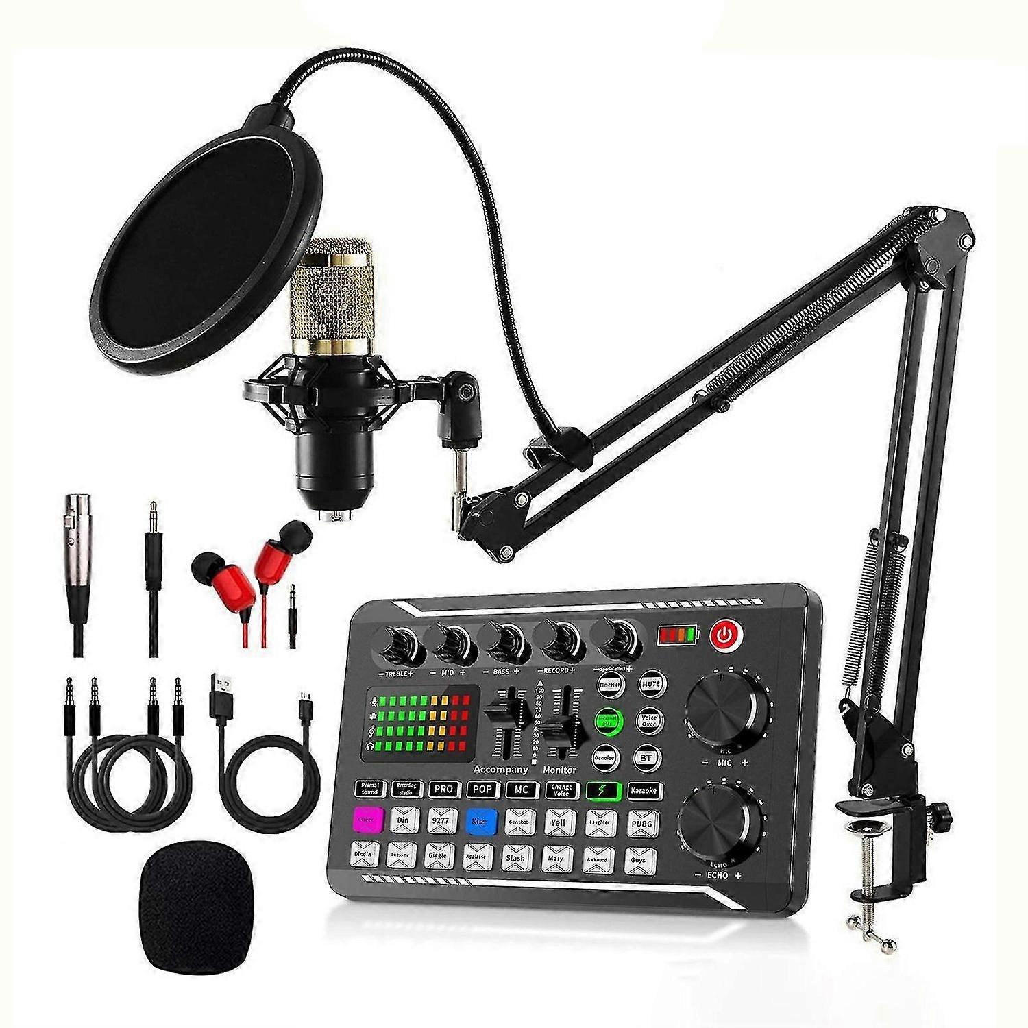 F998 Mulitfunctional Live Sound for PC Phone Studio Recording Gaming Audio Mixer Live Sound Card