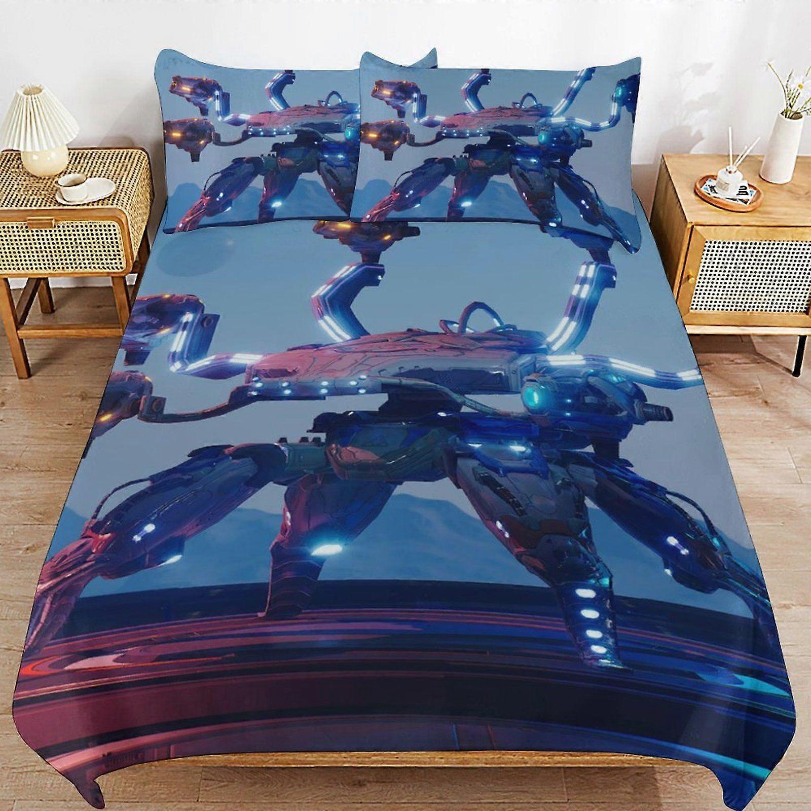 d178 War of the Robots Secure Zip Finish Comfort Fabric High Strength Weave Duvet Cover Sets Ideal Sleep b178