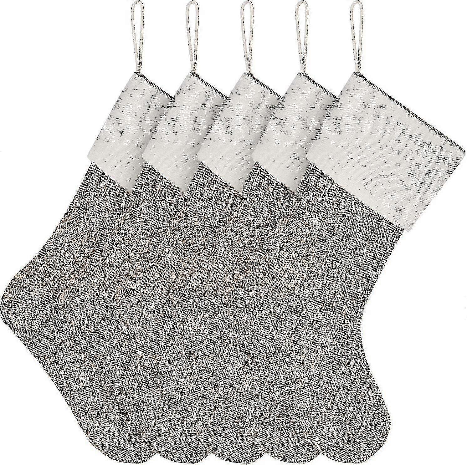 黄麻布のクリスマスストッキングクリスマス暖炉ハンギングストッキングデコレーションストッキングクリスマスデコレーションDIYクラフト(亜麻仁、5)-mxbc