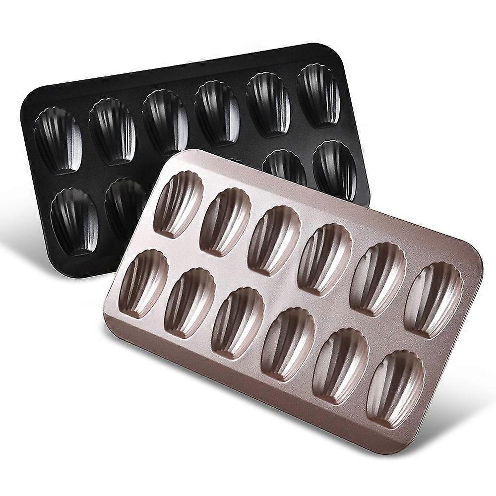 Nonstick Madeleine Pan for Baking, 12-Cavity Shell Shape Cake and Cookie Mold Tray, Carbon Steel Cookie Molds