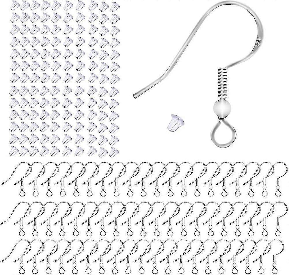 100 Pcs 925 Sterling Silver Earring Hooks, Earring Findings Hypo-allergenic
