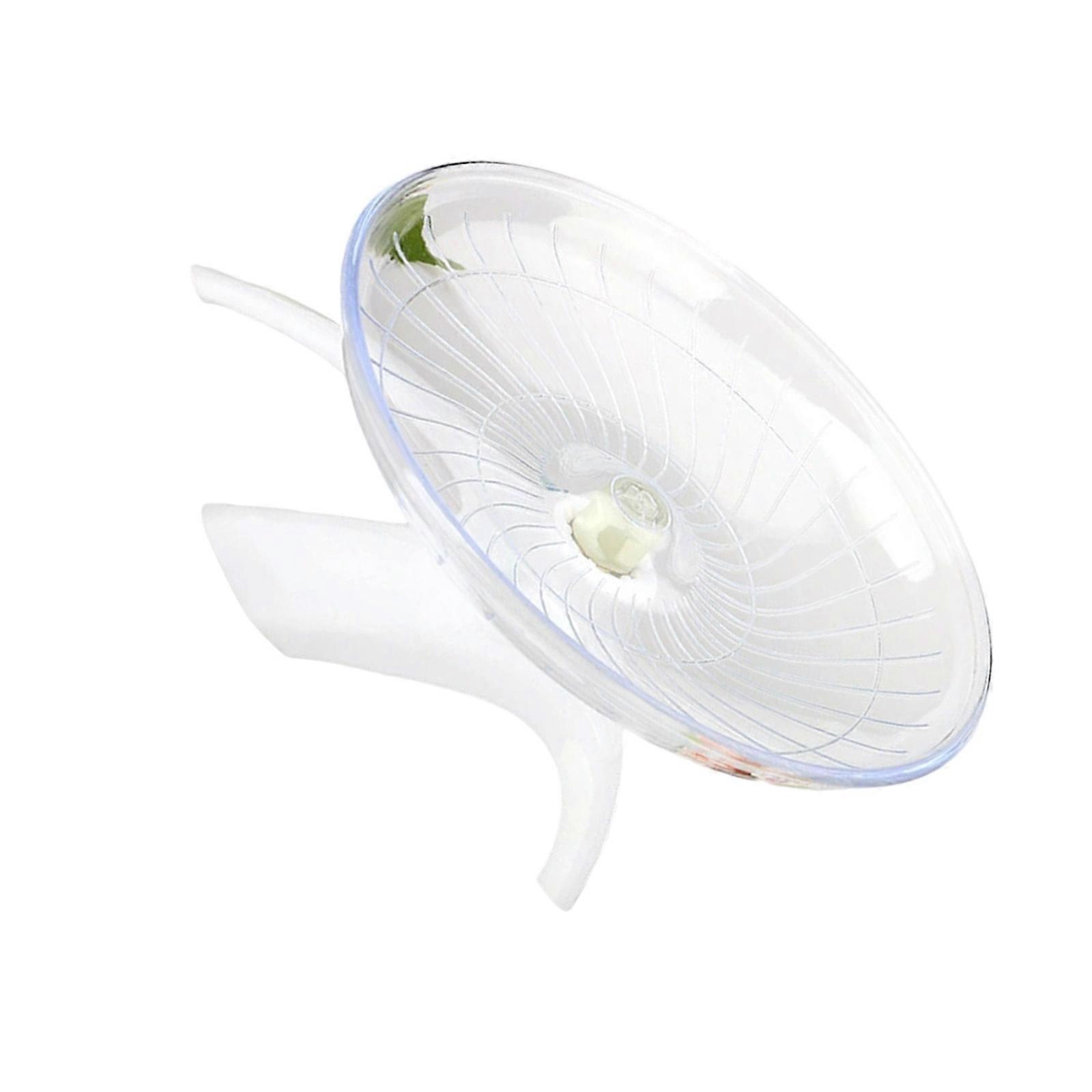 Quiet Hamster Exercise Wheel with Stable Dish Shape Tip Resistant Small Pet Running Disk for Cage  White