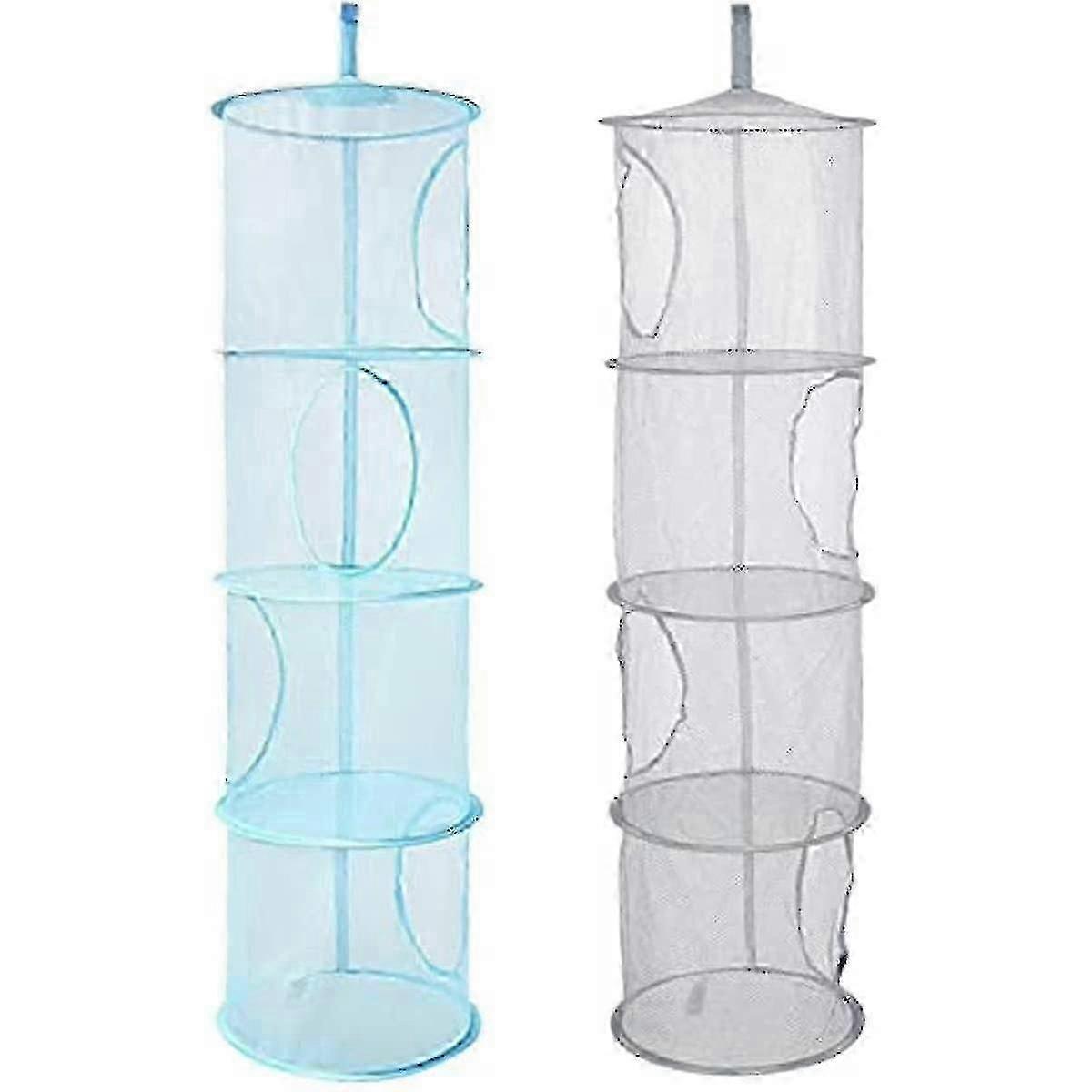 Hanging Mesh Storage Net Hanging Soft Toy Storage 4 Tier Foldable Hanging Storage Basket Space Saving Organizer For Soft Toys Clothes Sundries 2 P New