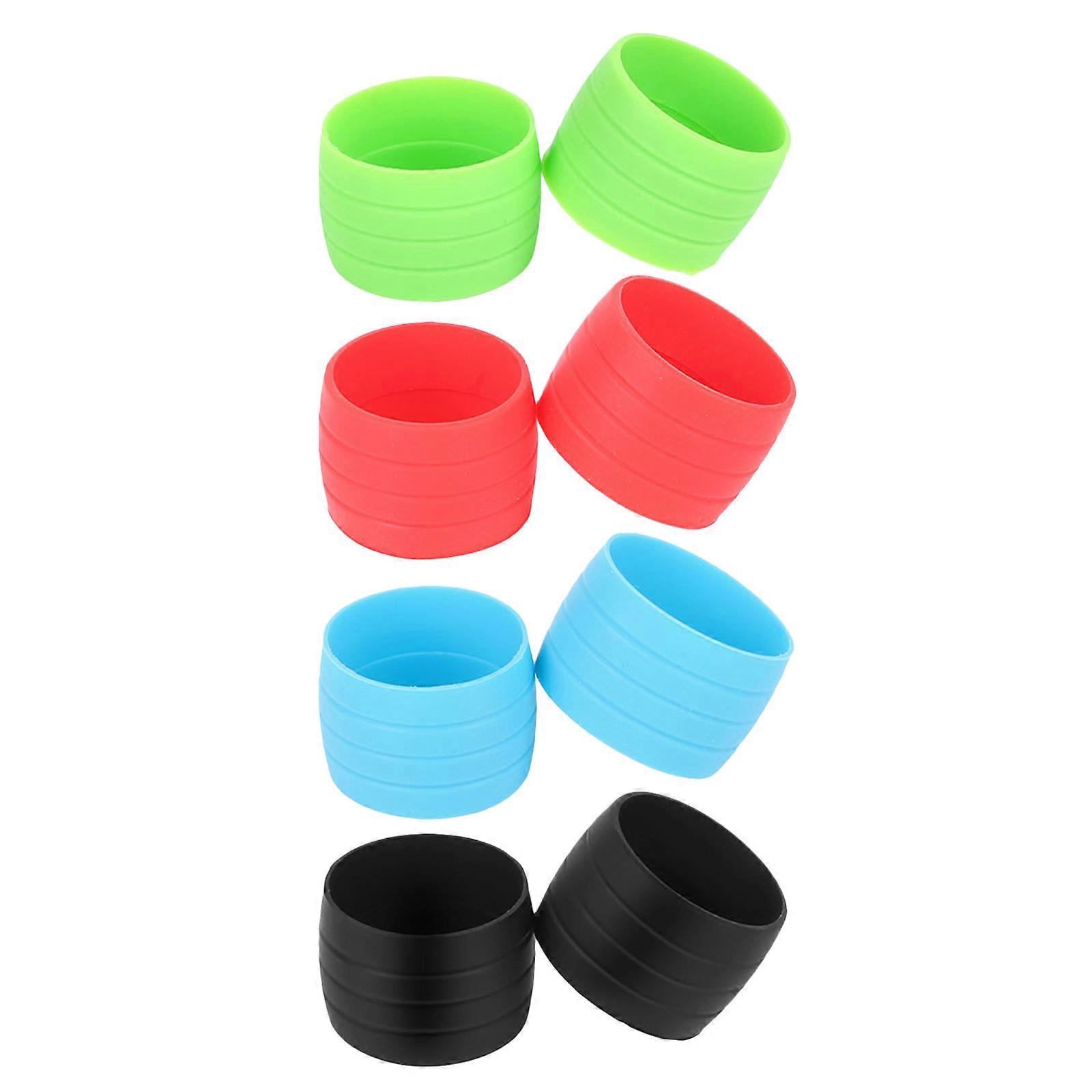 Soft Silicone Wrap Sleeve for Bike Handlebar Protector Assorted Color Non-Slip Fixing Ring 4pairs