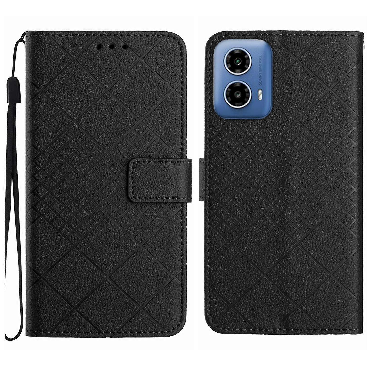 Rhombic Grid Texture Leather Phone Case