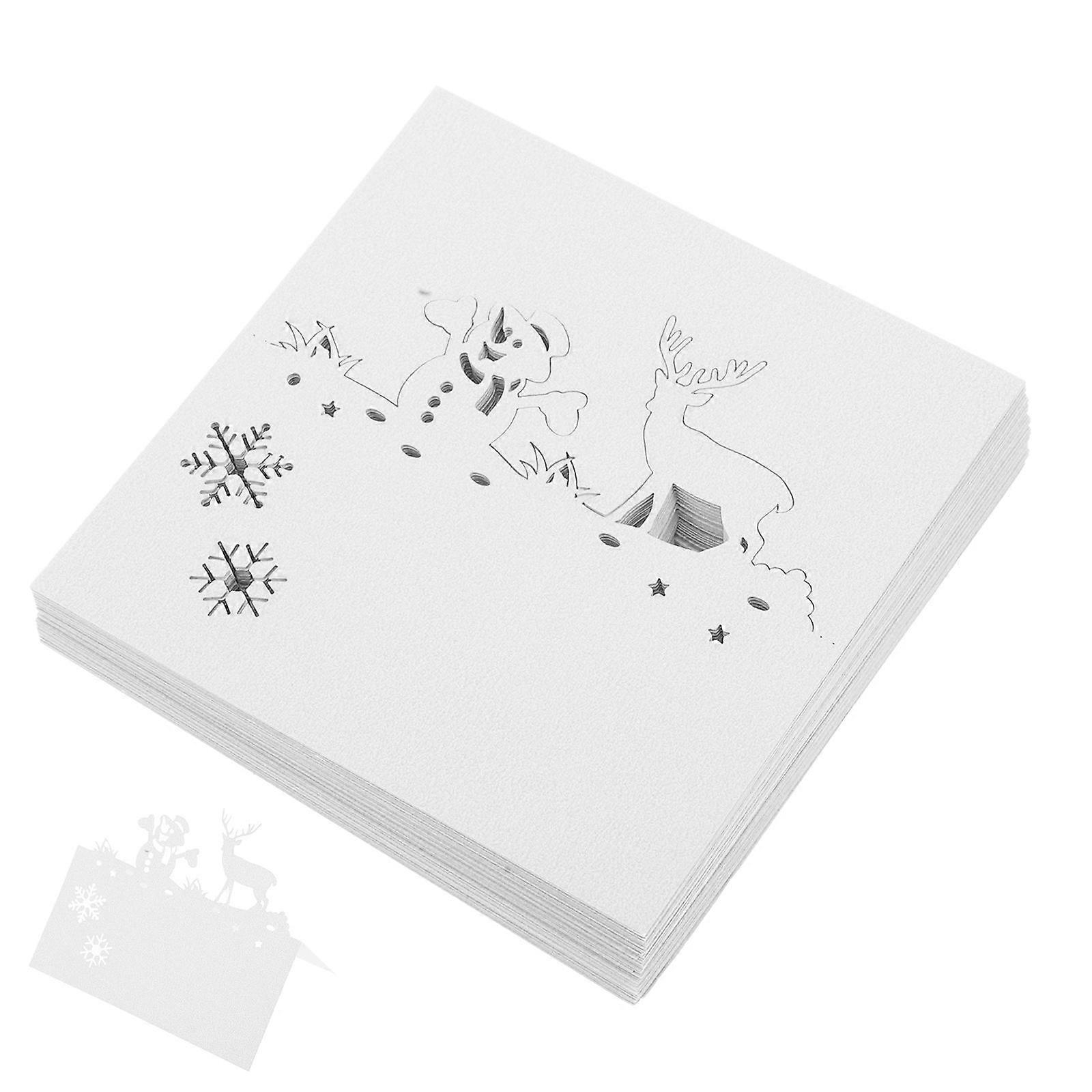 Place Setting Cards 50Set Xmas Party Paper Tent Shape Christmas Reindeer Design Seating Guidance For Table Setting
