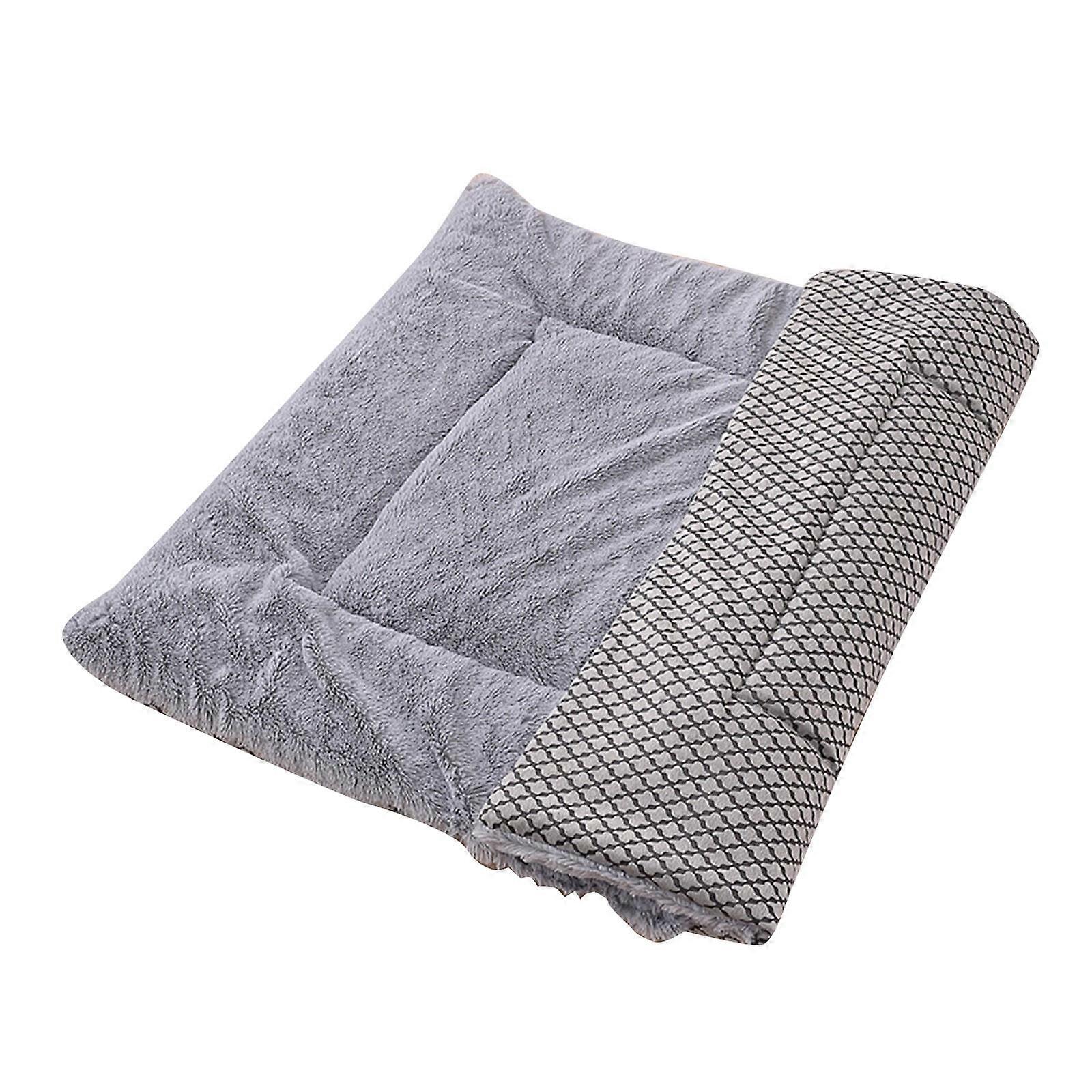 Washable Small Dog Bed, Calming Plush Crate Mat with Anti-Slip Bottom, 22x22 Inch, compatible with dog crates