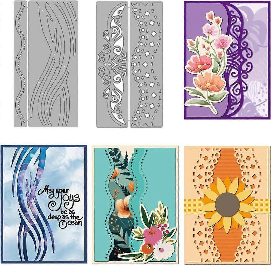 Envelope Wavy Line Metal Die Cuts Lace Border Cutting Dies Stencil Vintage Frame Trim Embossing Scrapbooking Cuts Template for DIY Scrapbooking Craft 