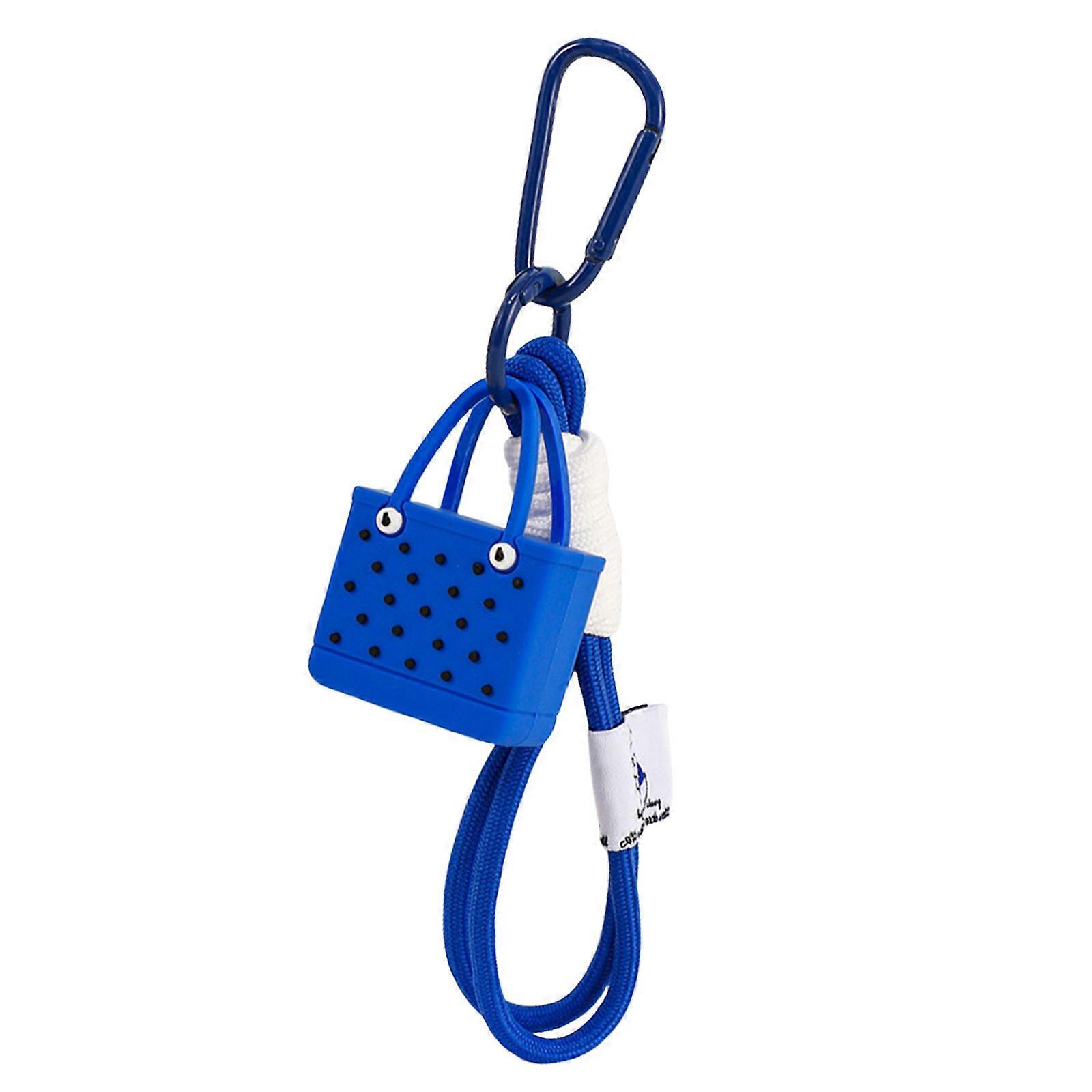 Funny Miniature Beach Bag Keychain Pendant Simualation Beach Basket Handbag Keyring Charm for Car Key Hanging Ornament  Royal blue