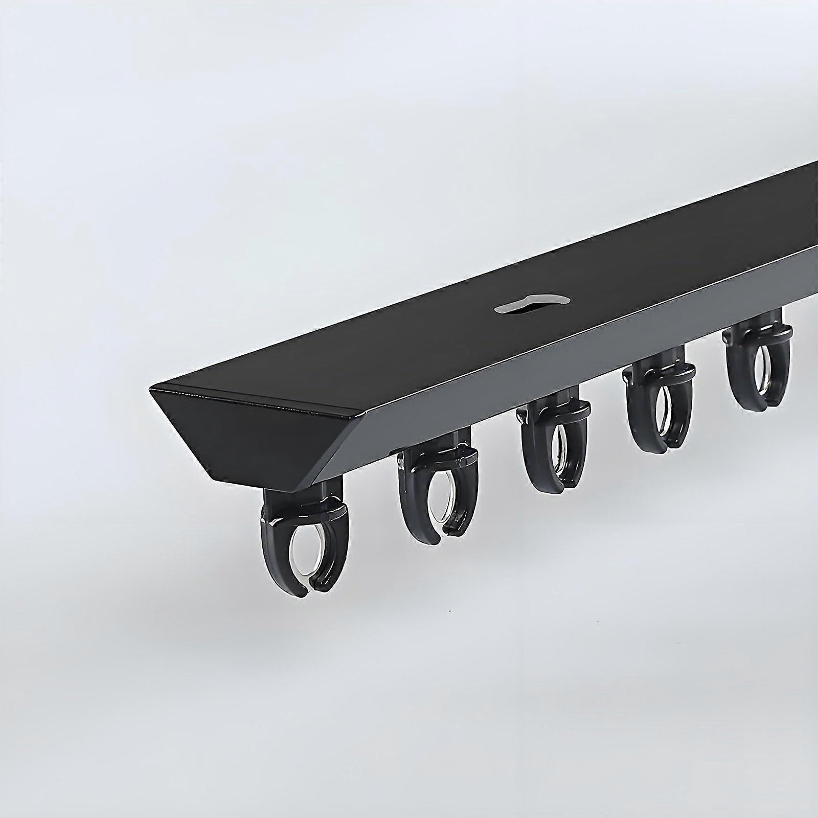 Ceiling Curtain Track with Silent Rollers for Room Divider or Shower, 380cm Black Track Set