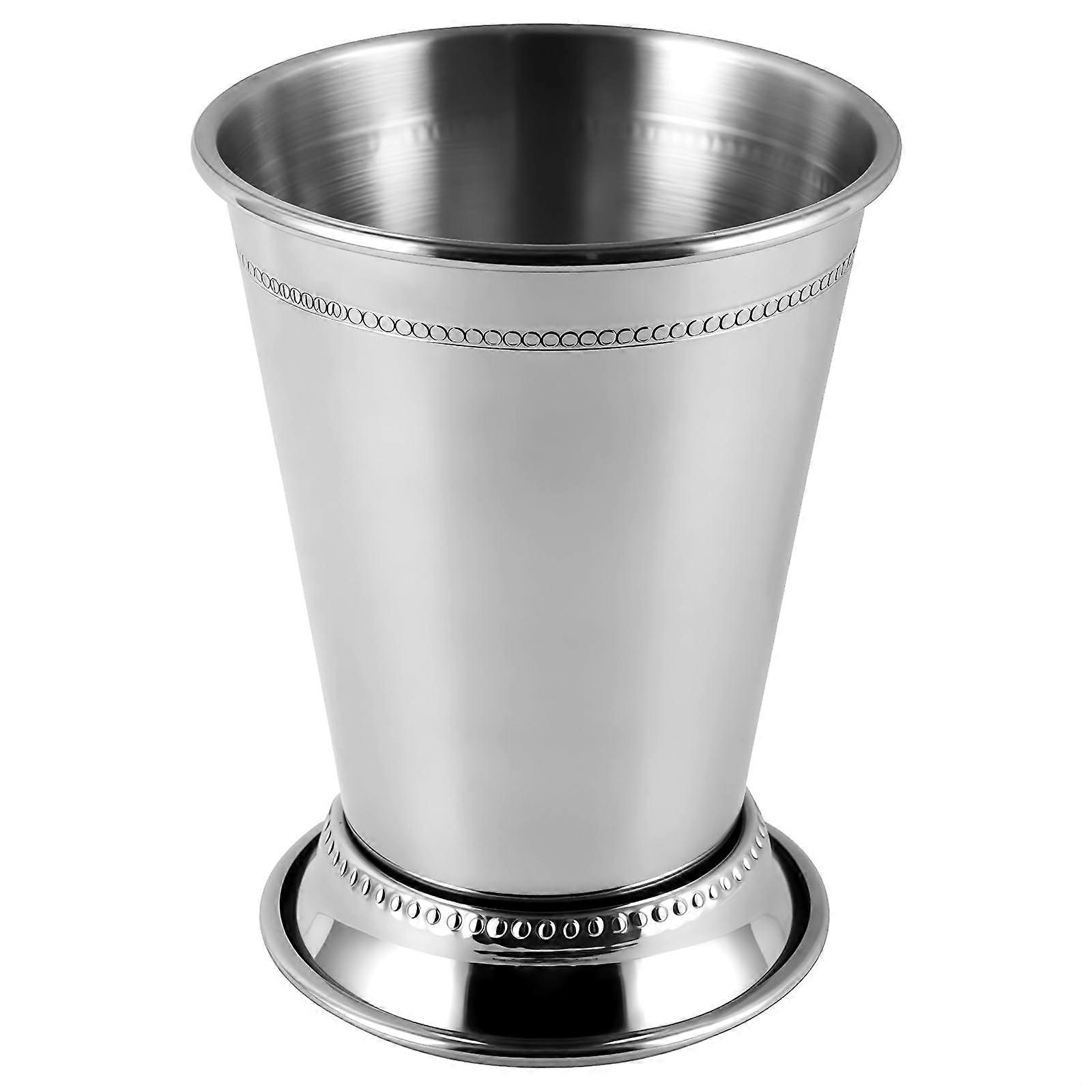 Stainless Steel Mint Julep Cup with Mirror Polished Finish and Elegant Beaded Conical Design