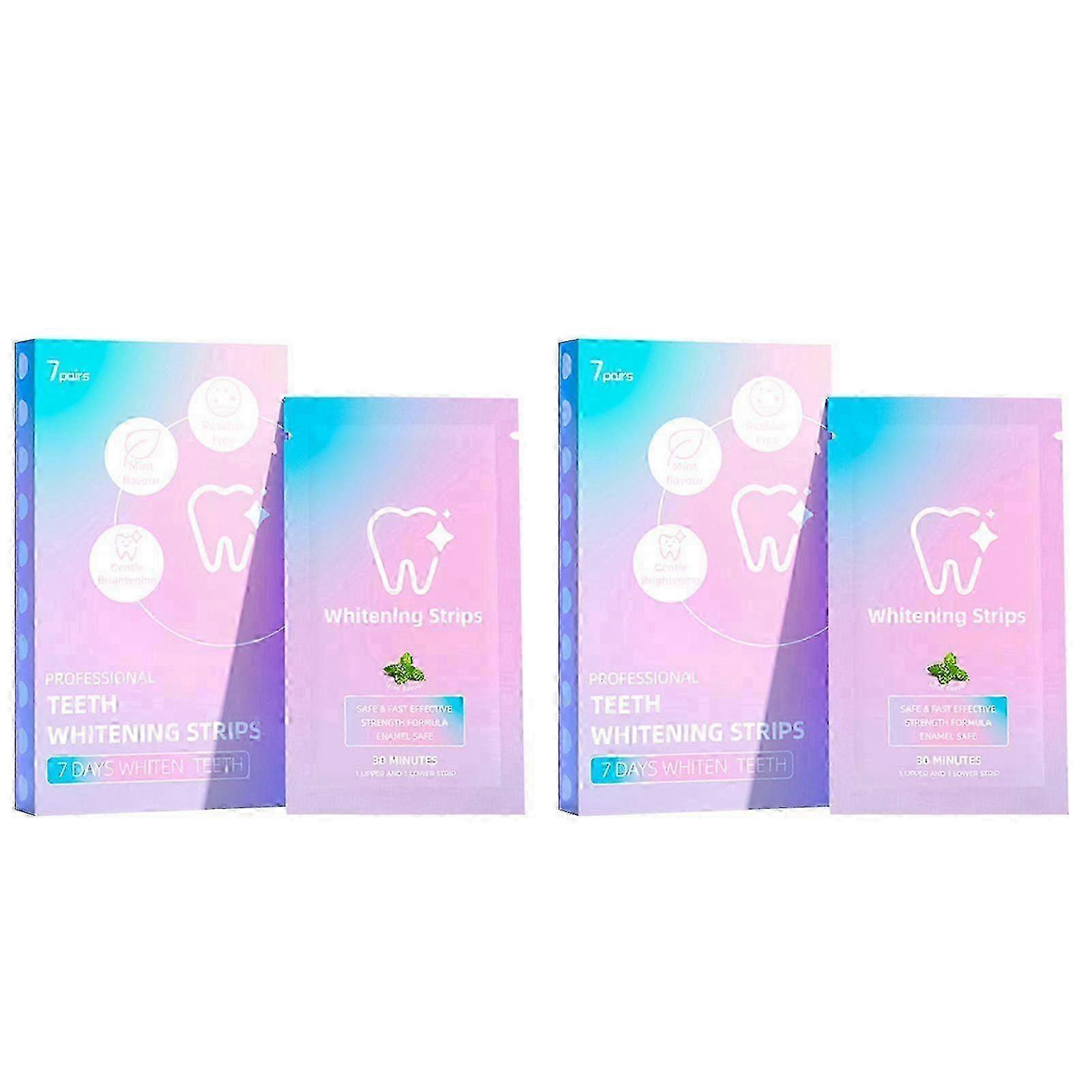Tooth Whitening Strips Set, 2 Box Professional Daily Use Unisex Enamel Safe Stains Removal Whitening