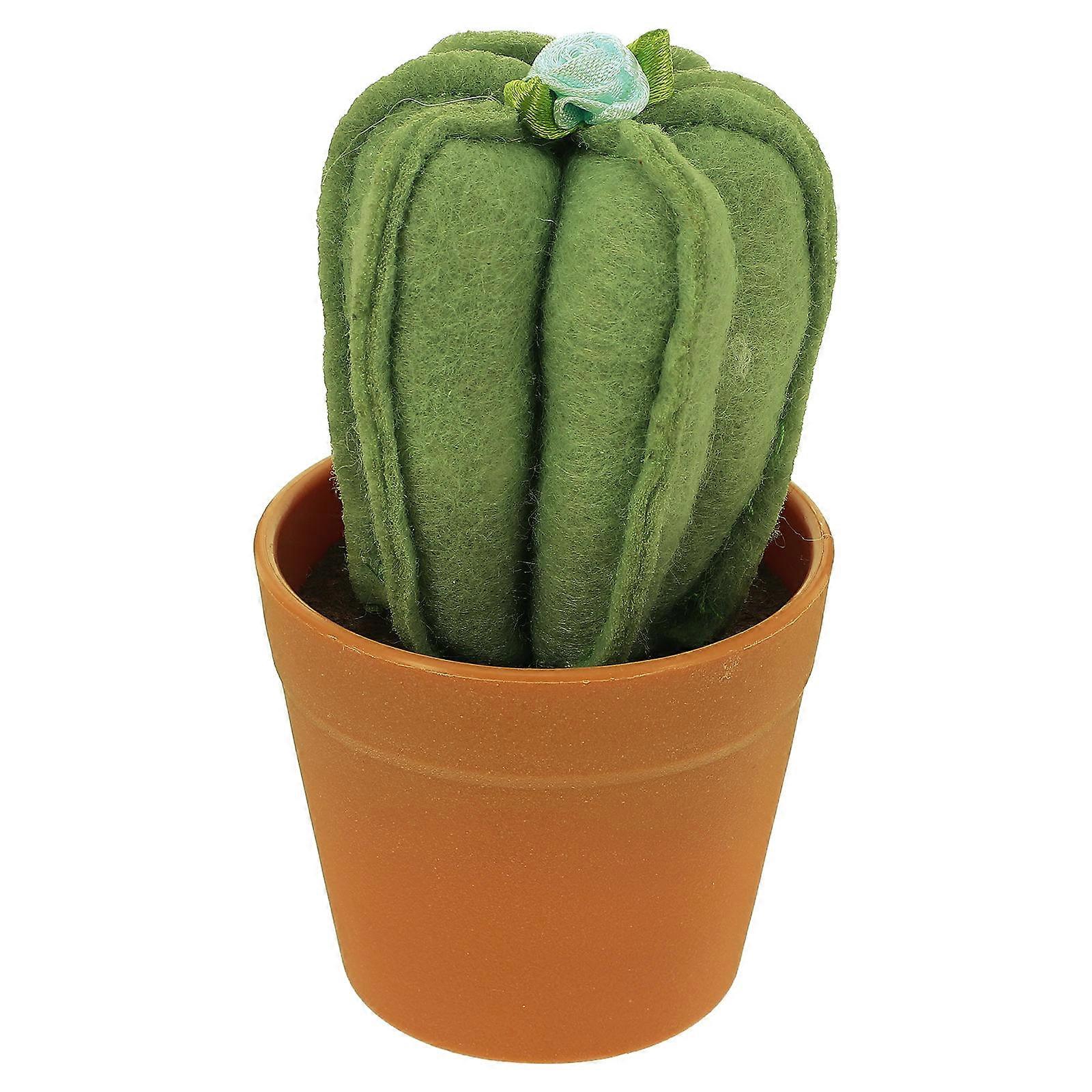 Pin Cushion for Sewing Cactus Shape with Plastic Flowerpot Storage