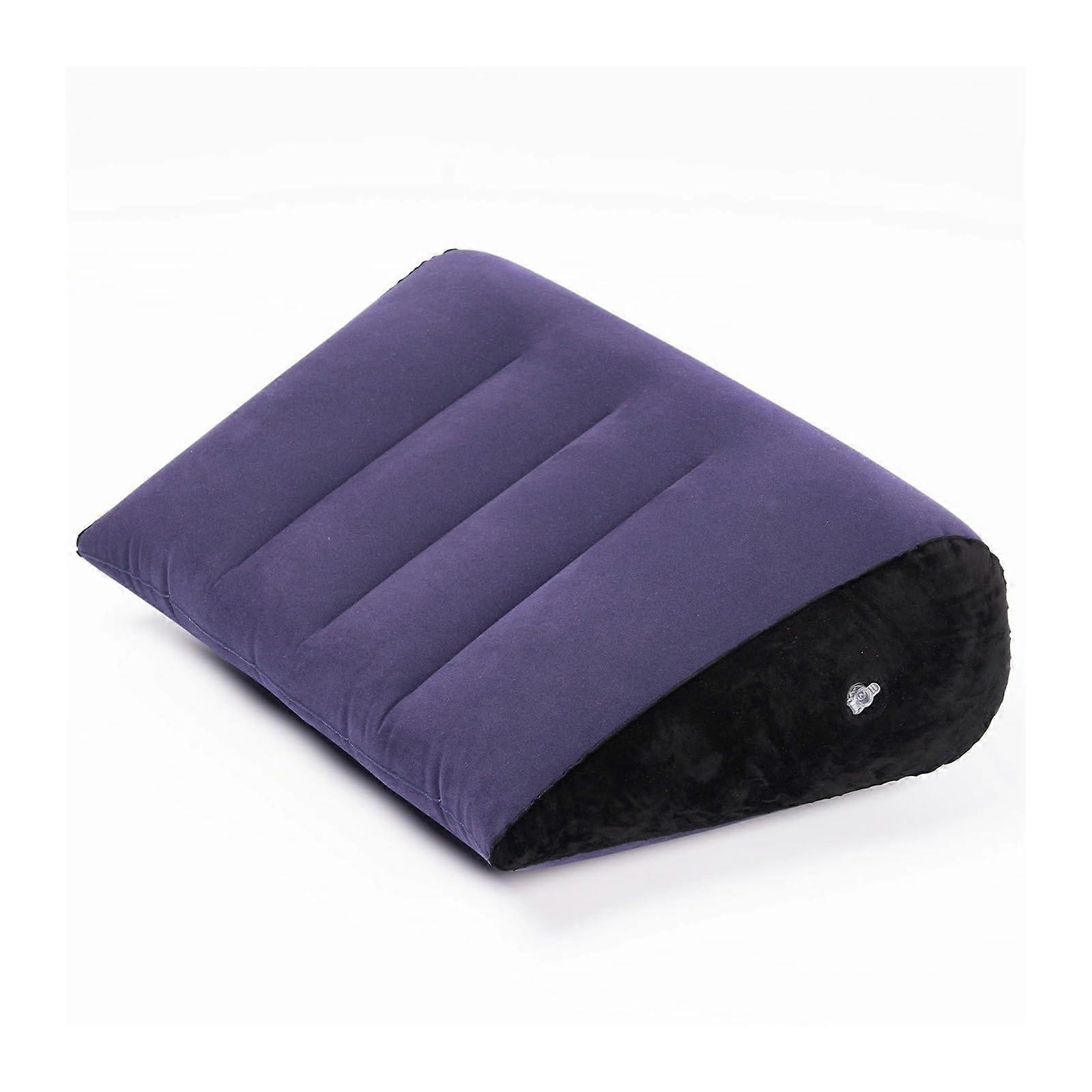 Inflatable Travel Pillow with Ergonomic Triangular Neck and Back Support for Long Flights Blue