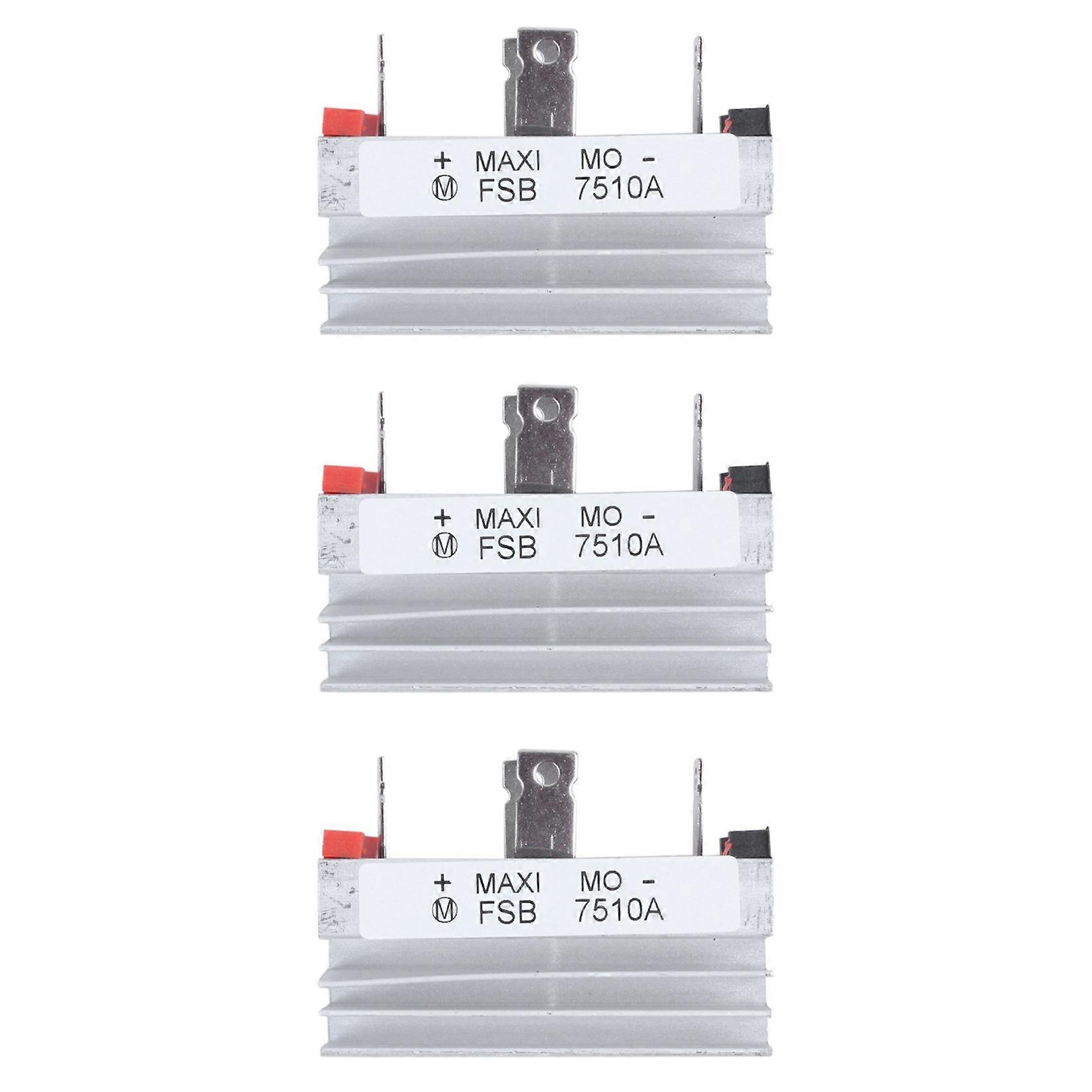 3X Aluminum Heatsink Base Single Phase Bridge Rectifier Diode 75A 1000V