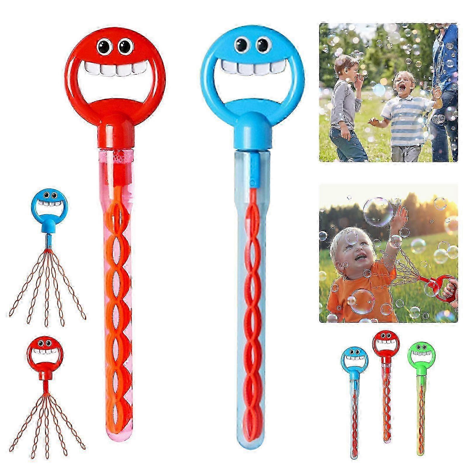 32 Hole Smiling Face Bubble Stick Big Bubble Wands Bubble Machine Cute Long 5-Claw Bubble Wand for Summer Toy Party Favor w