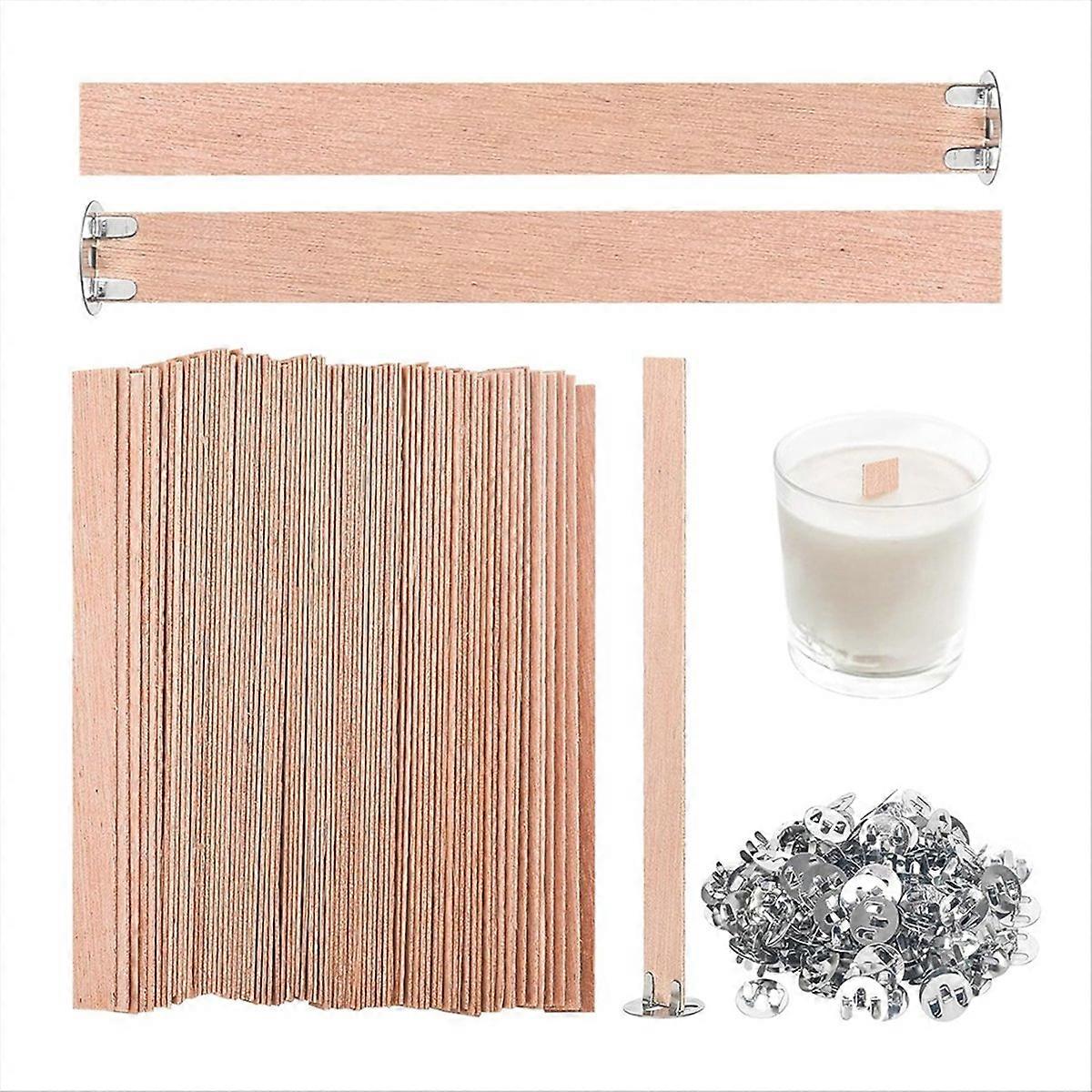 120Pcs Pavios de Vela de Madeira, 5.1x0.5 polegadas Pavios de Madeira Sem Fumaça Natural