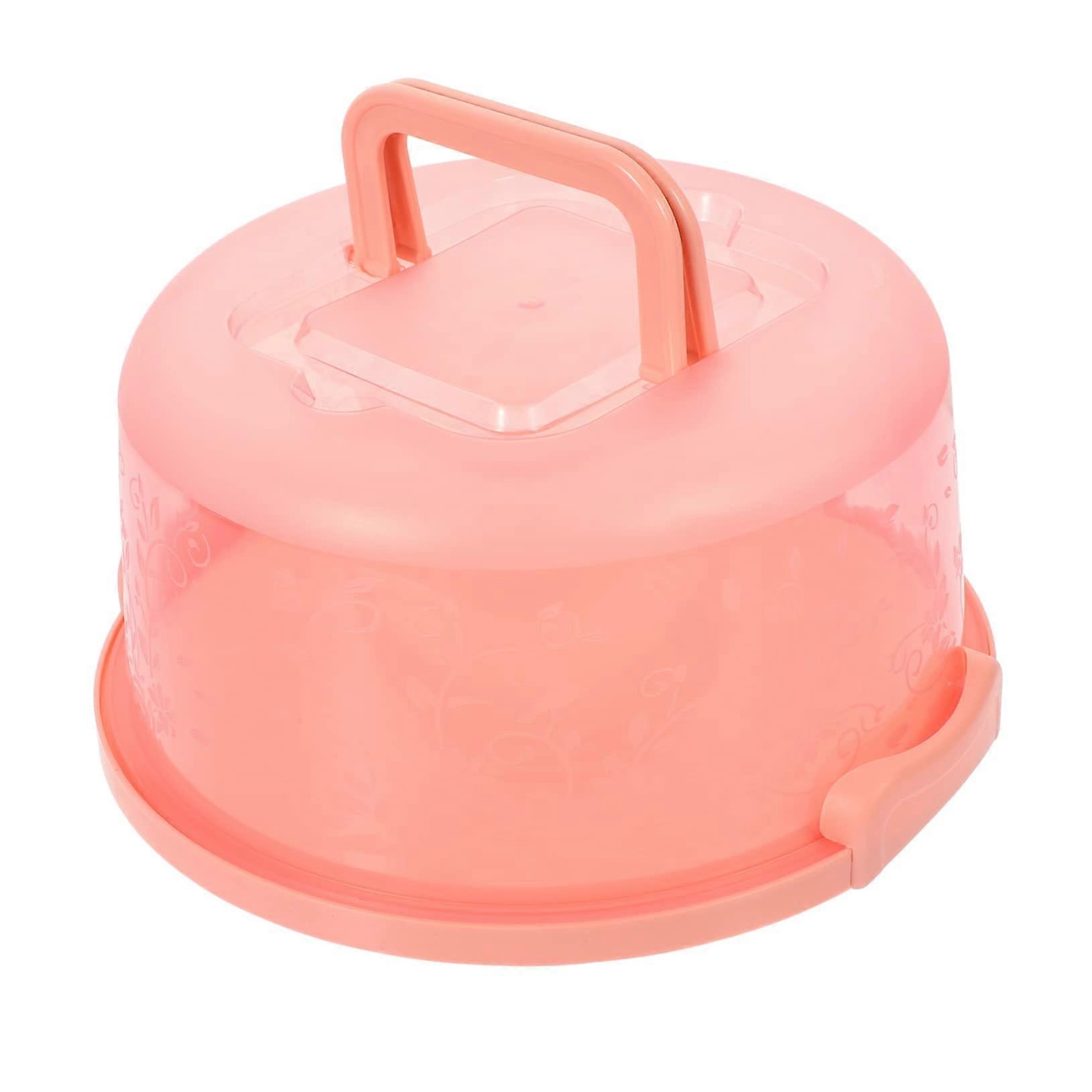 Tall Cake Carrier with Lid Pink Reusable Cake Storage Container for Parties and Outdoor Events