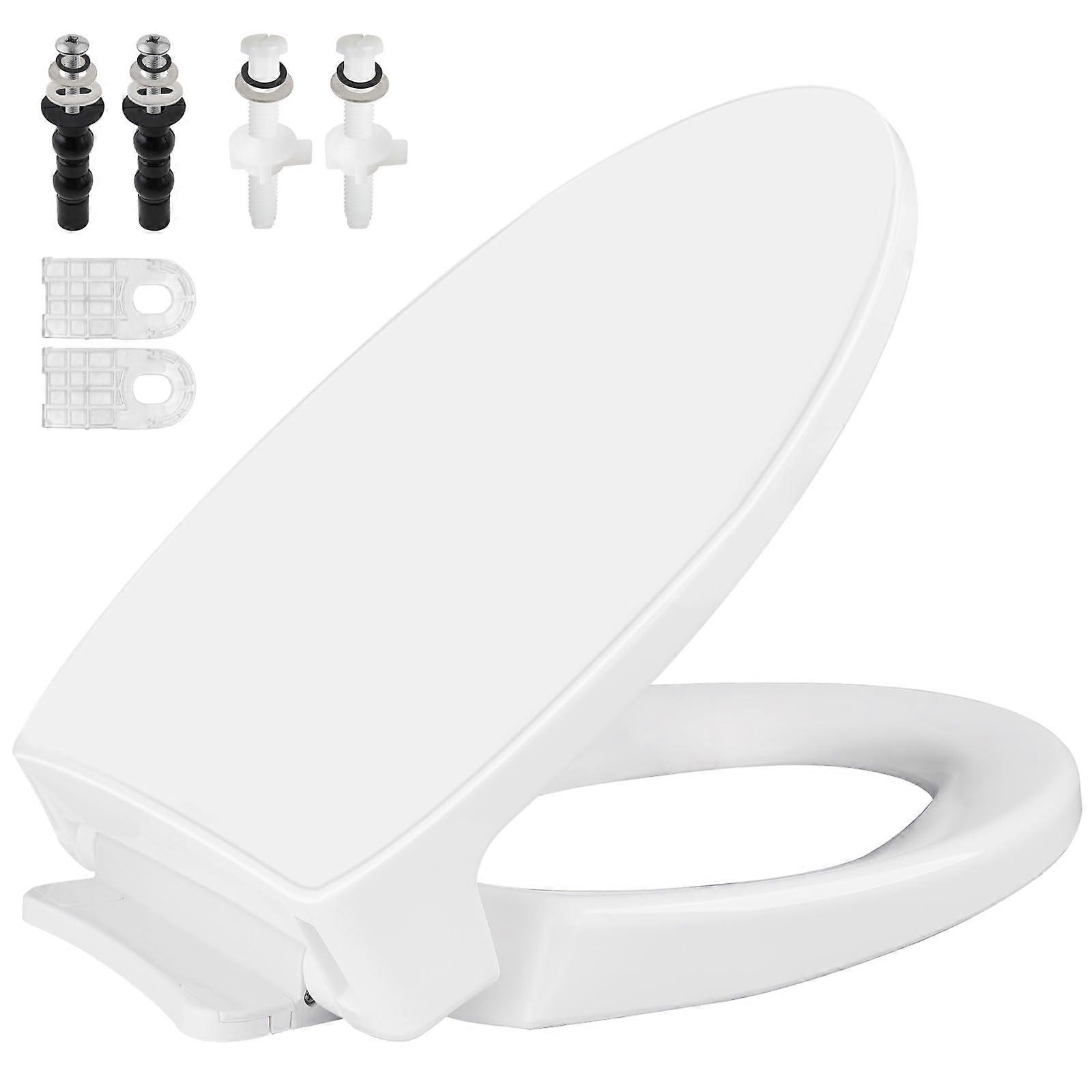 Elongated Soft Close Toilet Seat for TOTO with Quiet Hinge and AntiSlip Pads, White Polypropylene