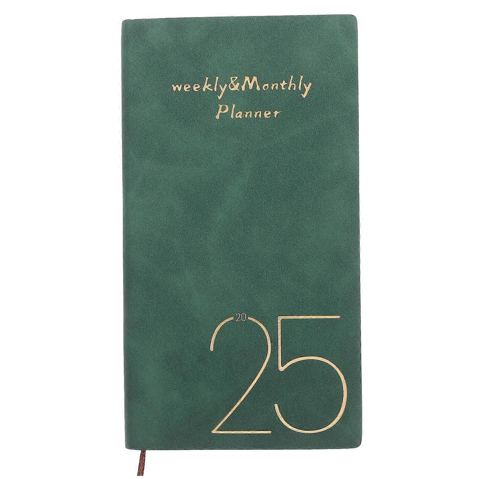 Agenda Planner Book Time Management Rectangular Dark Green 17.60X10.00X1.00CM For Students 1Pack