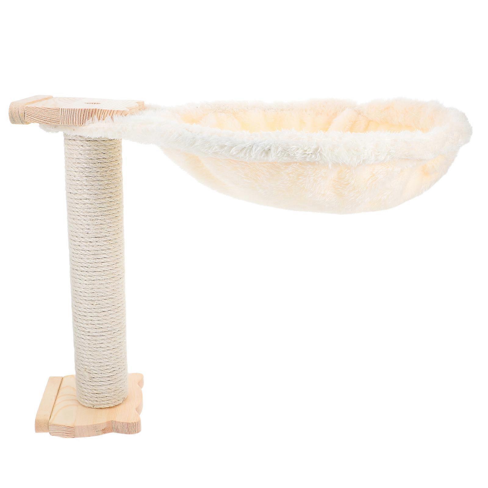 Cat Hammock Tree Bed Spoon-Shape Soft Plush Indoor Pet Area 41X33.5X32CM Scratchproof 1 Set