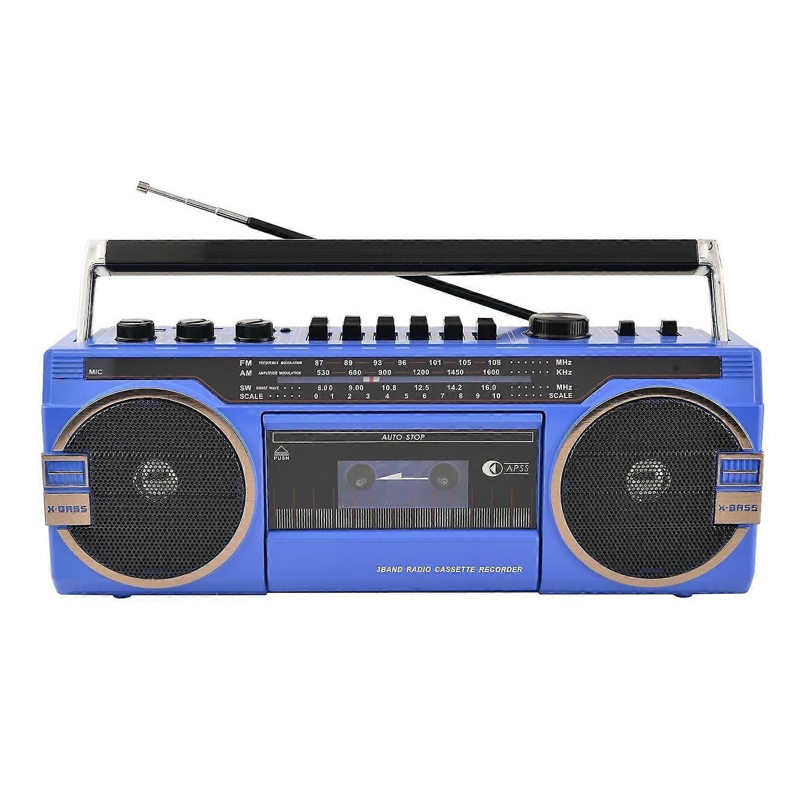 Portable Boombox CD Tape Player Retro Bluetooth Cassette Recorder AM/FM Radio 80s Style Family Gatherings Speaker