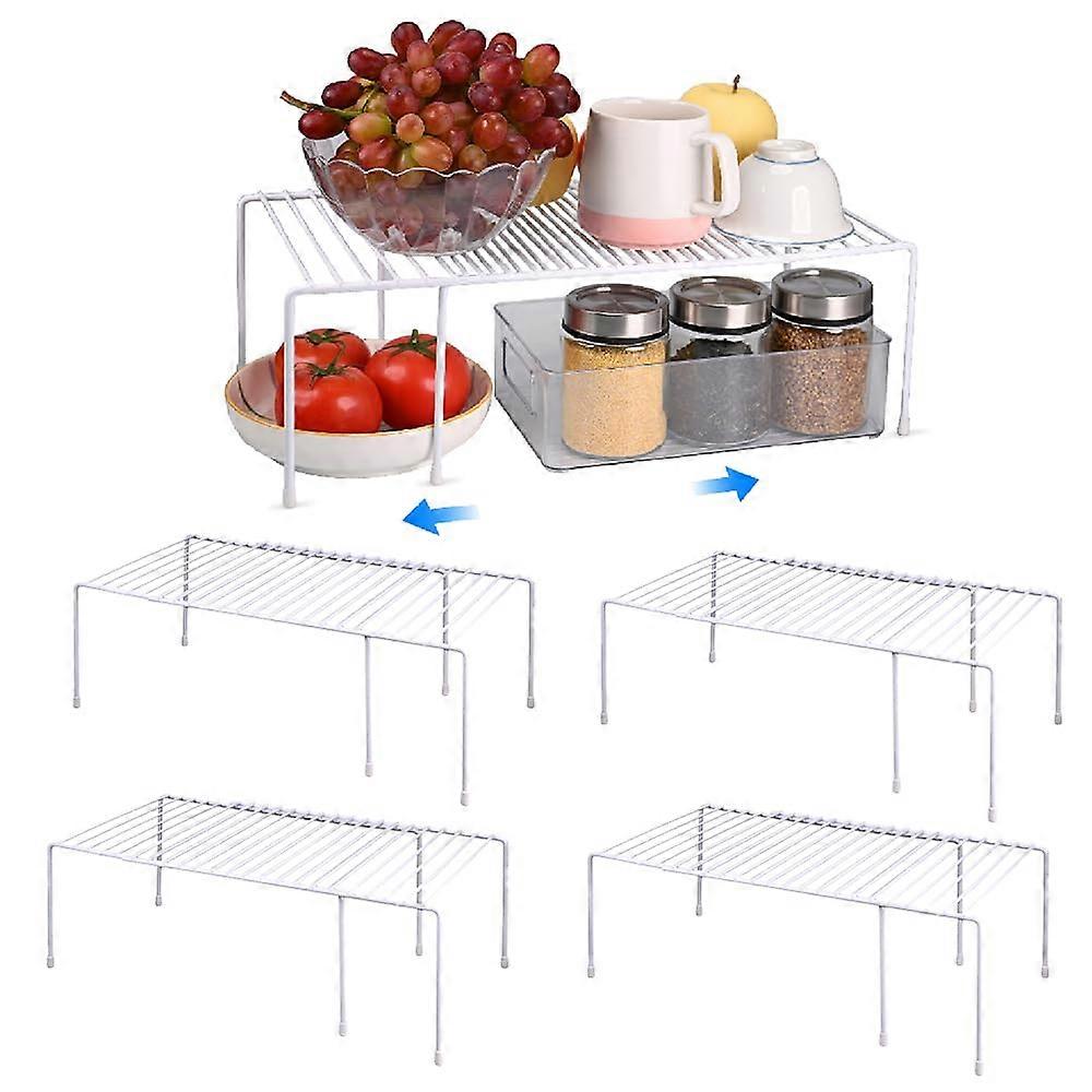 4Pack Expandable Medium Kitchen Organizer Rack, Adjustable Wire Shelf for Cabinet and Pantry Storage