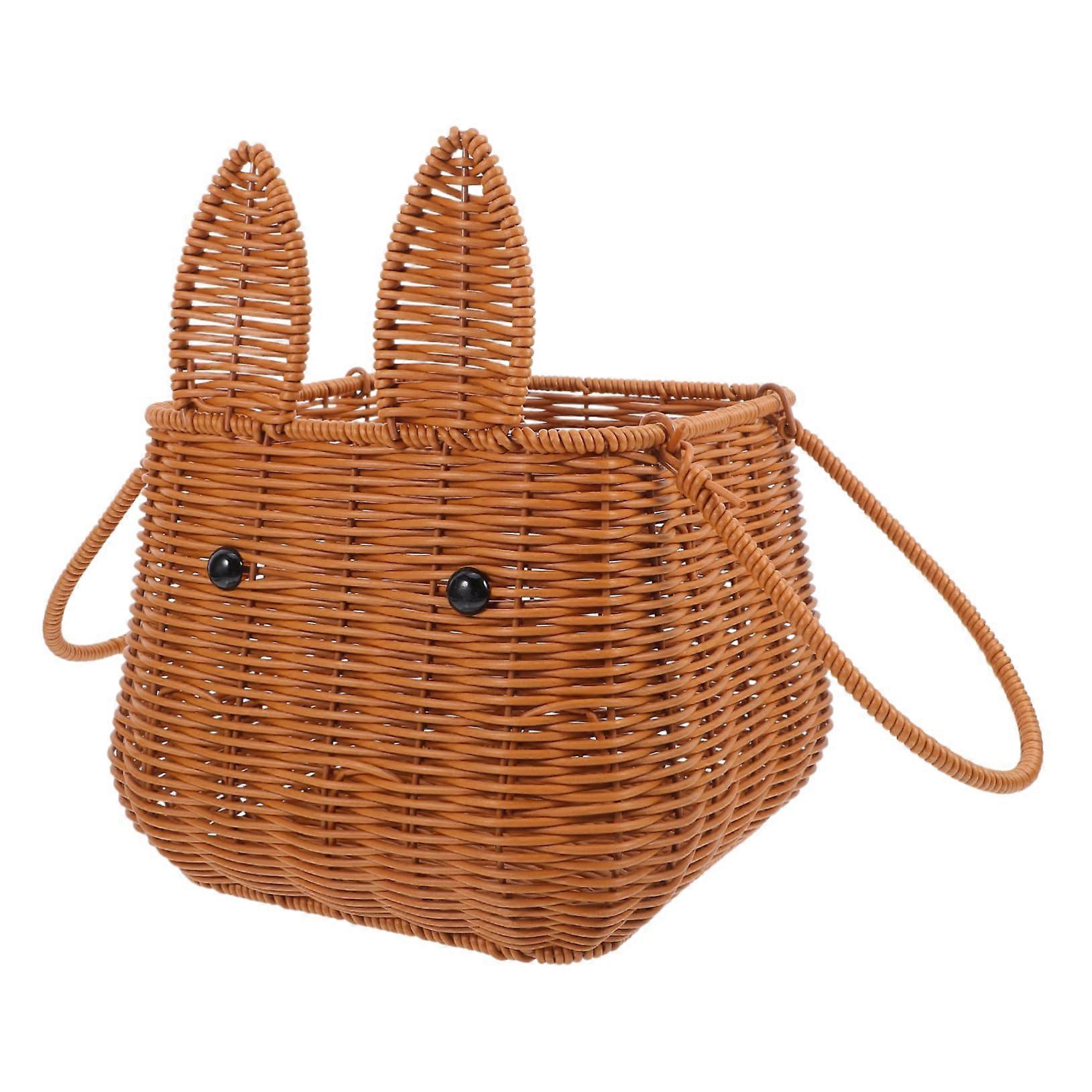 Easter Basket Handwoven Rattan Imitation with Handle for Egg Hunts, Candy, Fruit and Picnic