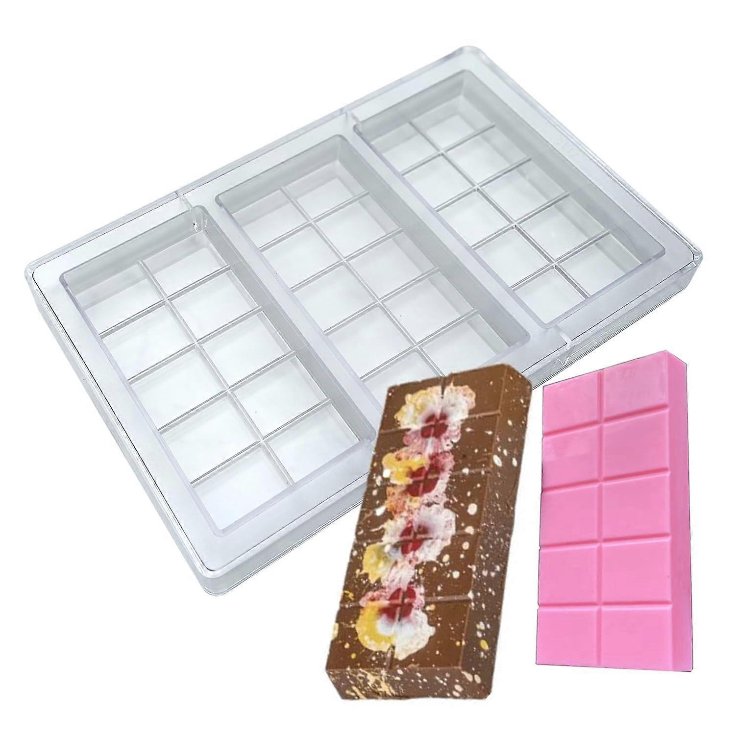 Professional Polycarbonate Chocolate Bar Mold 3Cavity Deep Fill Dubai Style Glossy Finish