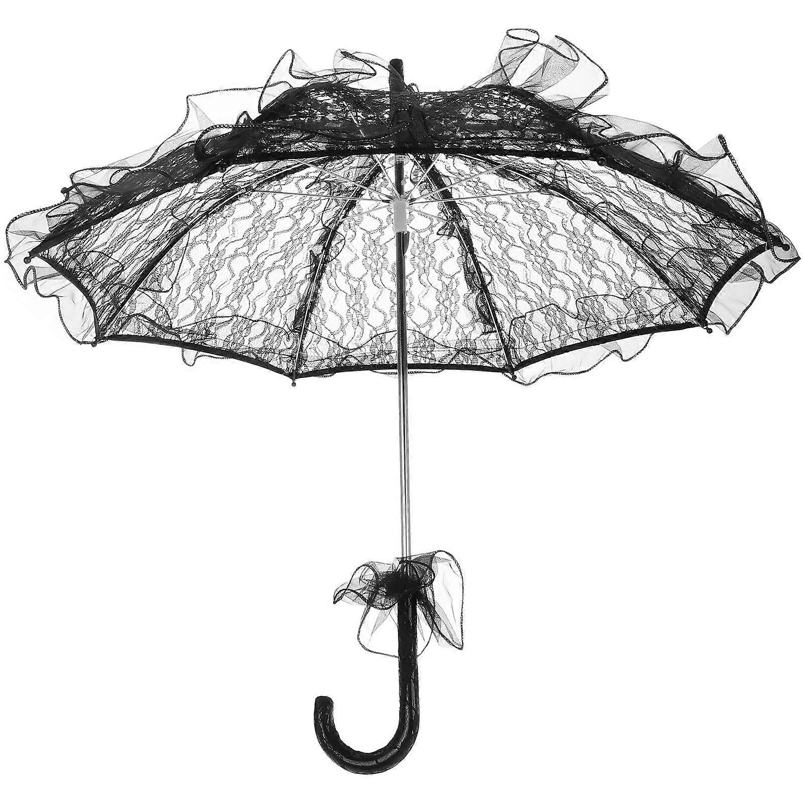 Black Lace Umbrella Multifunctional Parasol for Wedding Decor 3Pcs