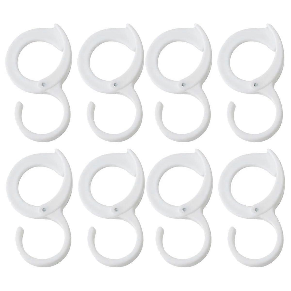 8pcs Adjustable S Shape Clip Hooks with Safety Lock for Closet Kitchen Balcony Bathroom White