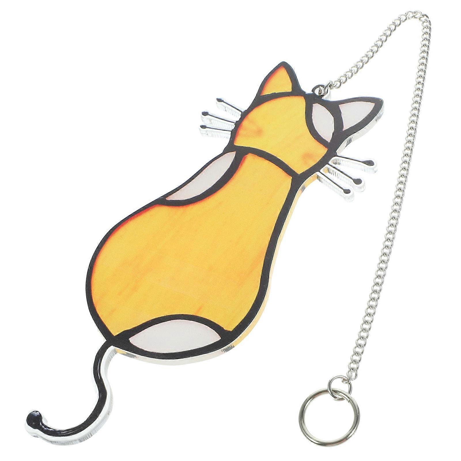 Yellow Acrylic Window Hanging Cat Ornament for Window